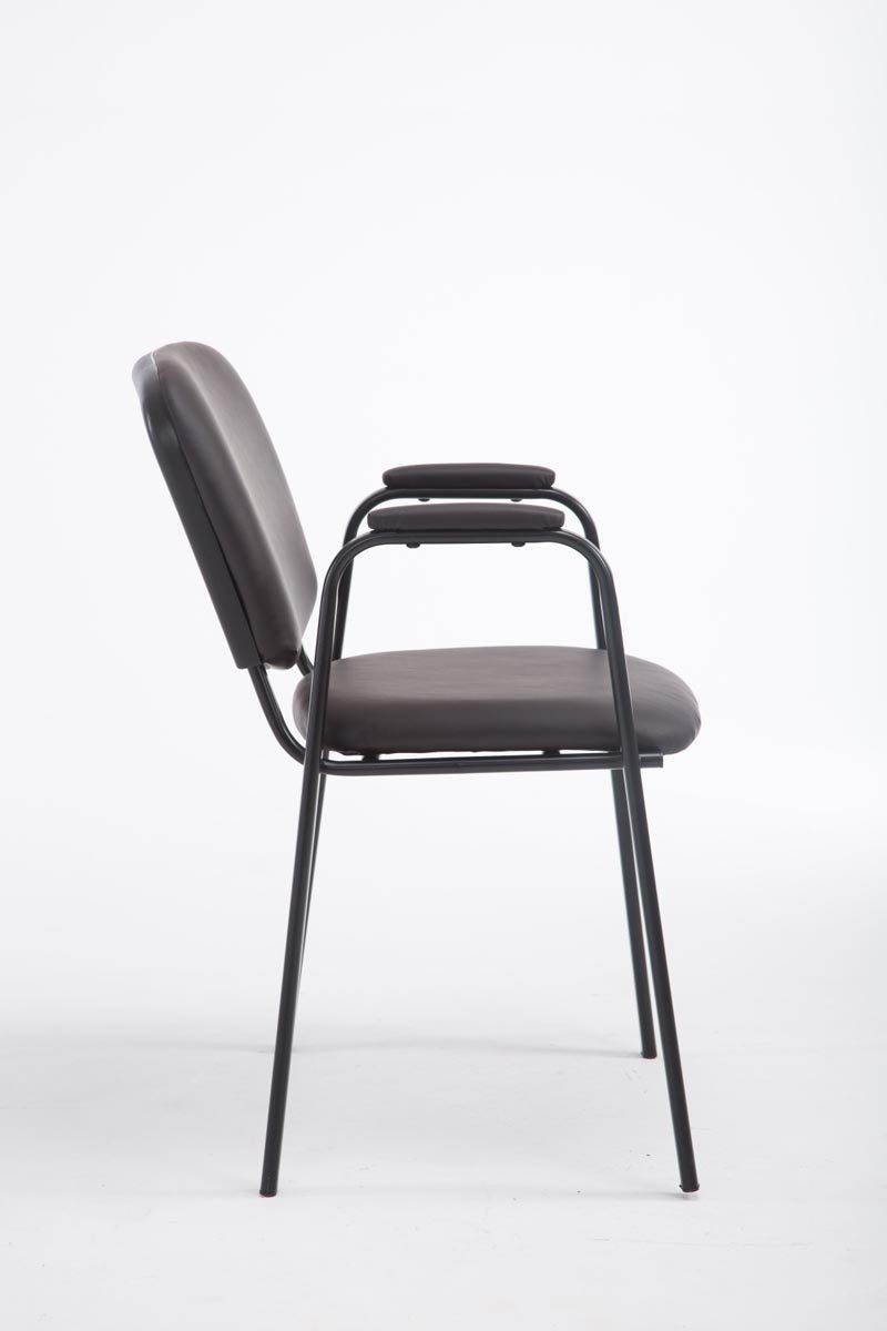 Metall Polsterung - Sitzfläche: mit Gestell: - Messestuhl), hochwertiger TPFLiving (Besprechungsstuhl Keen Besucherstuhl Konferenzstuhl Warteraumstuhl Kunstleder - braun schwarz -