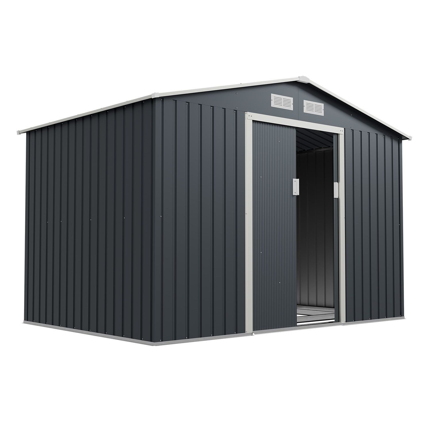 Juskys Gartenhaus XL, mit Satteldach, Schiebetür, Fundamentrahmen, 9 m³