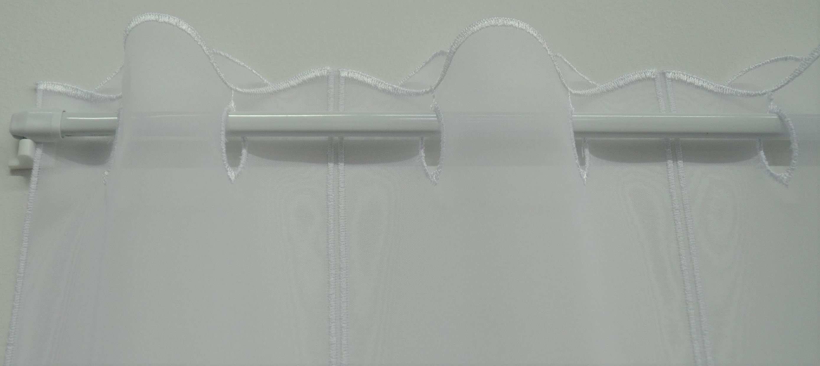 Stickereien Plauen Scheibengardine Welle (1 St), Stangendurchzug, halbtransparent, Voile – Bild 3 von 4