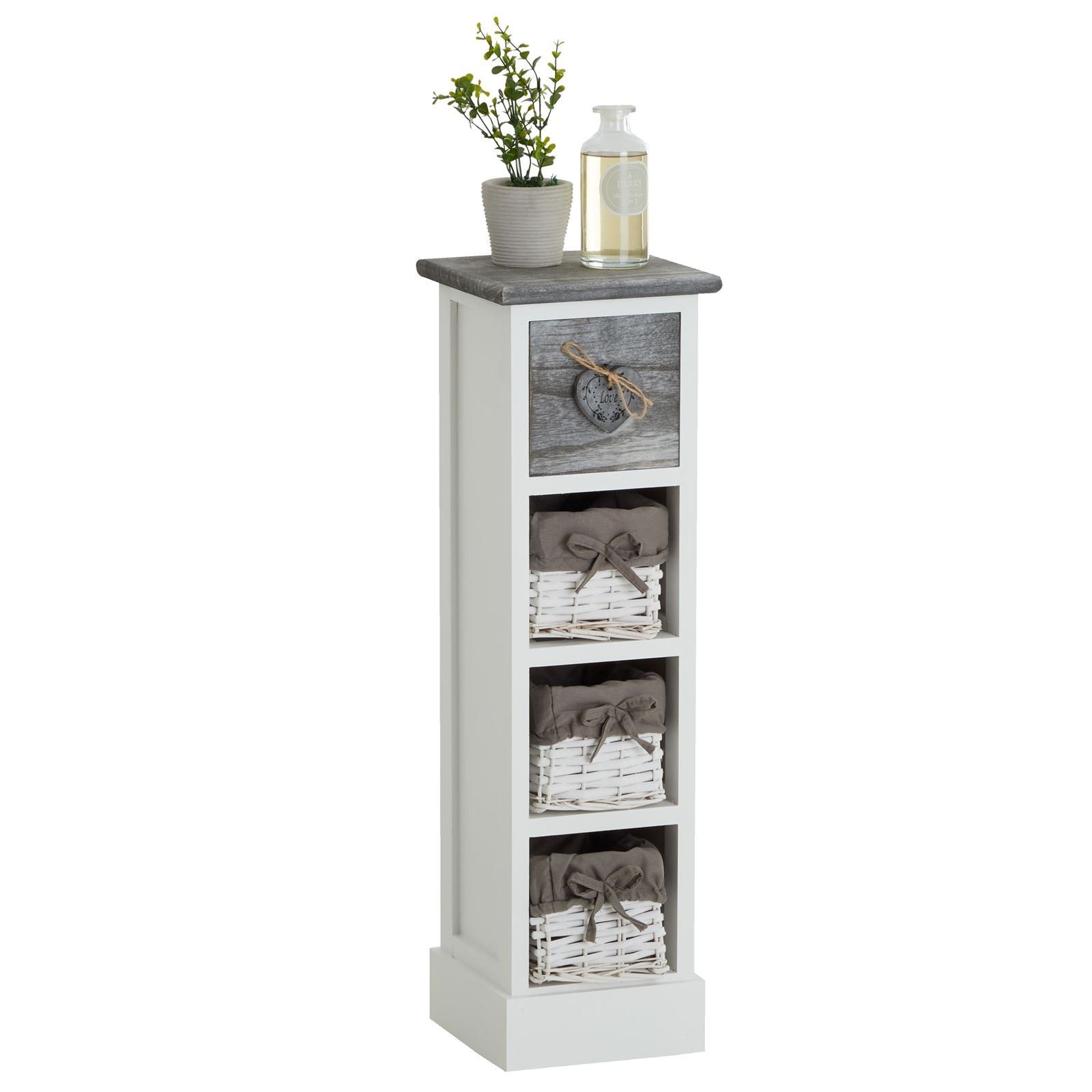 CARO-Möbel Kommode FLOWER, Schubladenkommode Kommode mit Schubladen weiß 1 Schublade und 3 Körben
