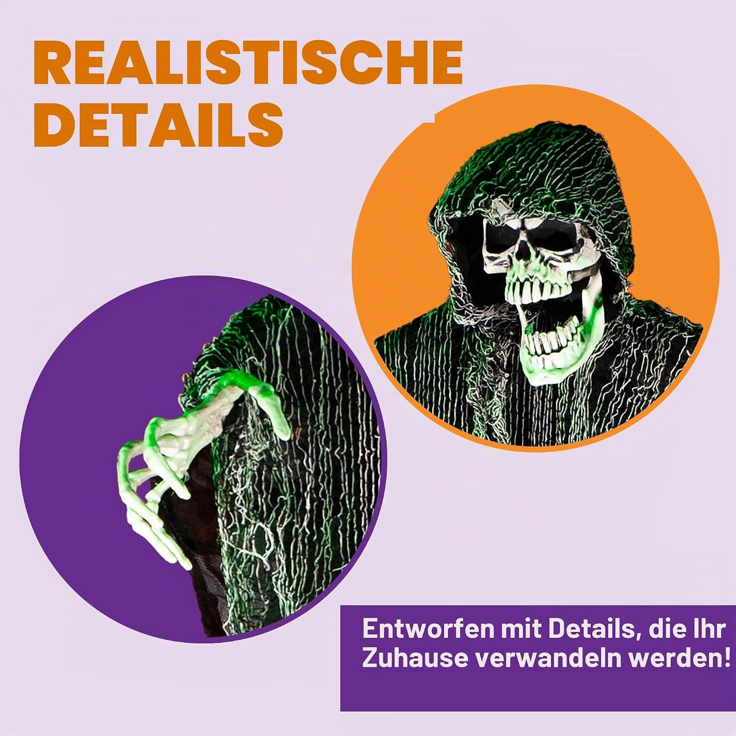 JOYIN Hängedekoration JOYIN 3 Stück hängende Sensenmänner Halloween Deko mit LED – Bild 4 von 5