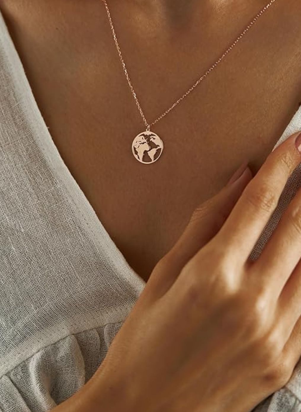Einzelstück Charm-Kette Halskette mit Globus Anhänger günstig online kaufen