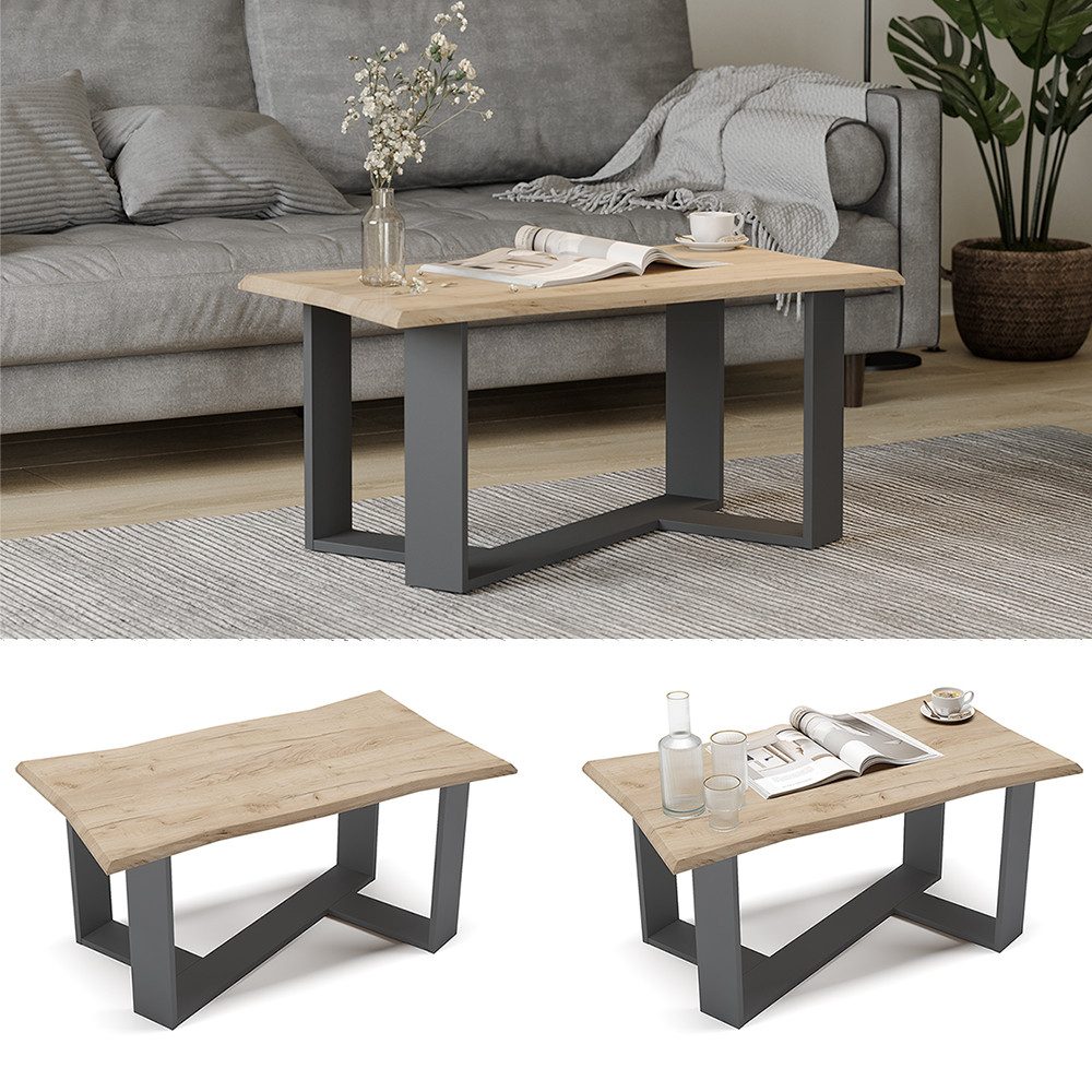 Vicco Couchtisch Arne, Goldkraft Eiche/Anthrazit, 90 x 50 cm günstig online kaufen