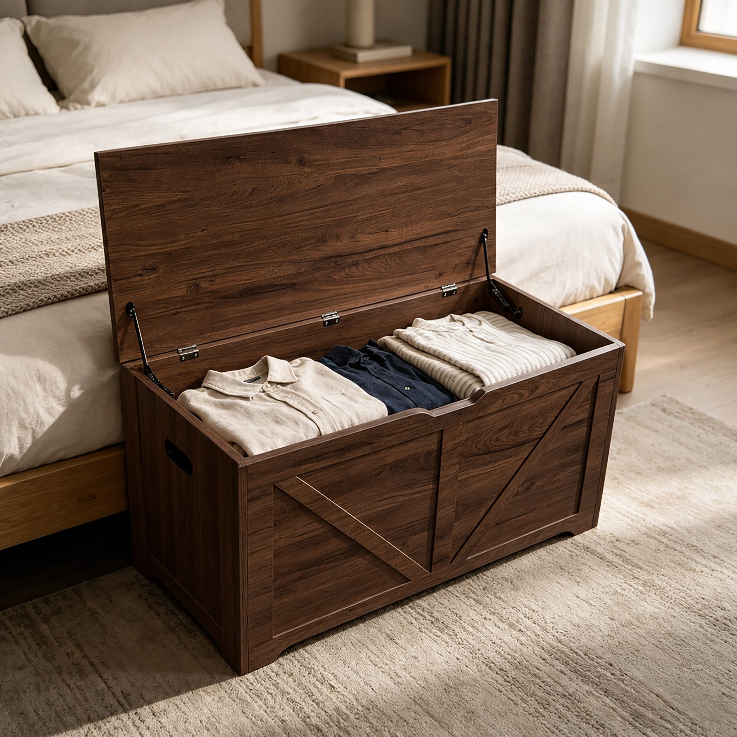 relaxdays Sitztruhe Sitzbank mit Stauraum (1-St), Vintagebraun – Bild 3 von 5
