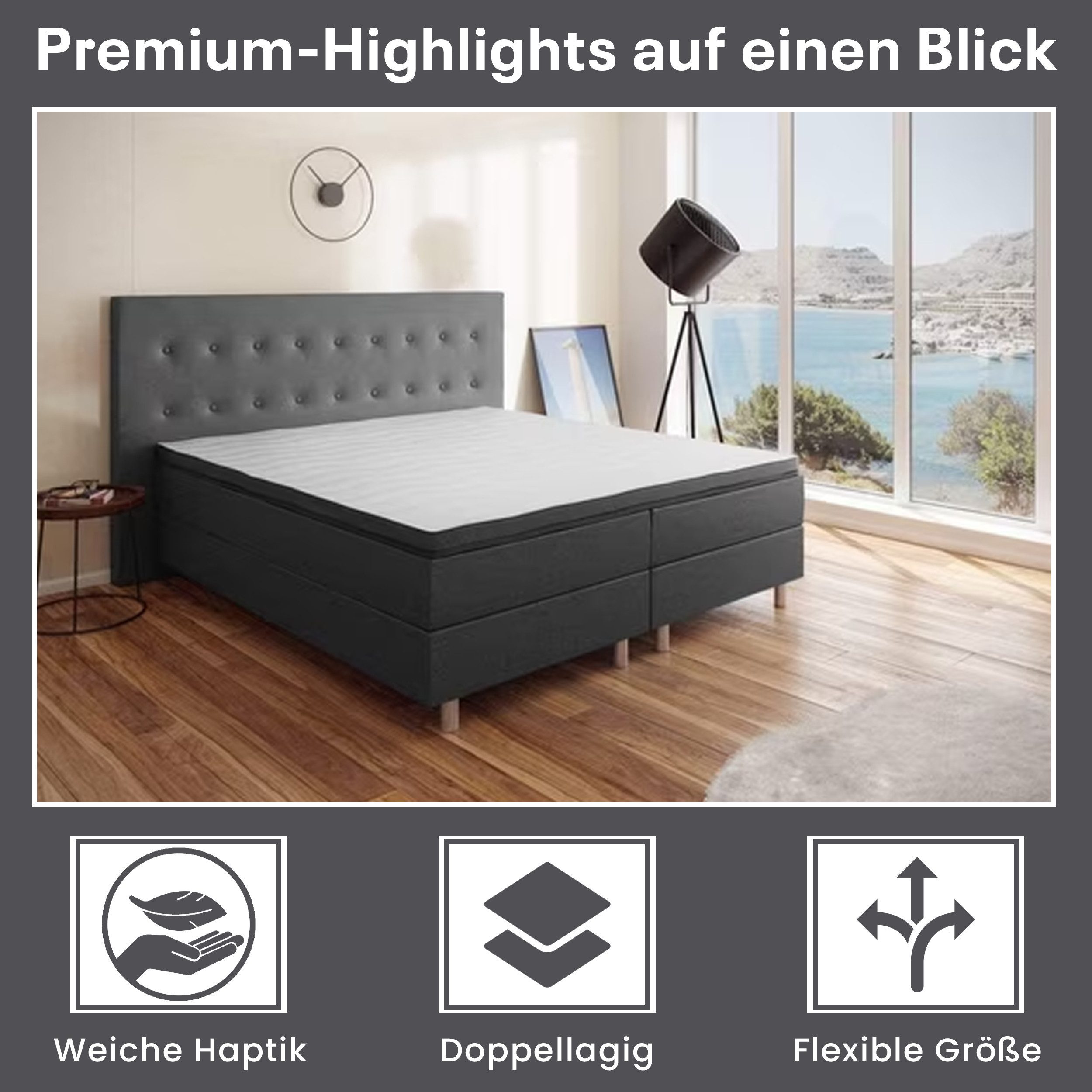 Best for Home Boxspringbett Boxspringbett NEO mit Bonellfederkern & 5 cm To günstig online kaufen