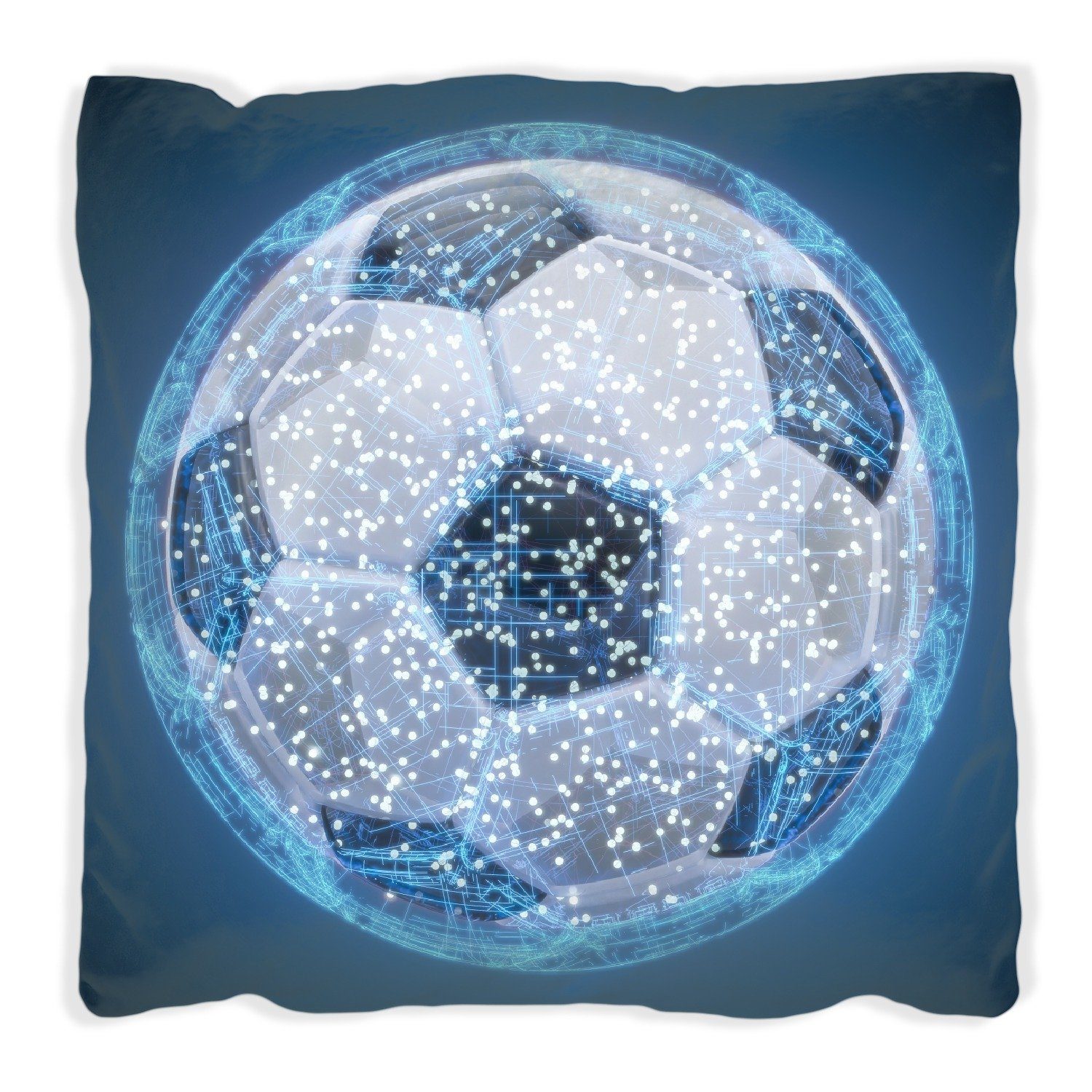 Netzwerk Fußball digital handgenäht Wallario in - blau, Dekokissen