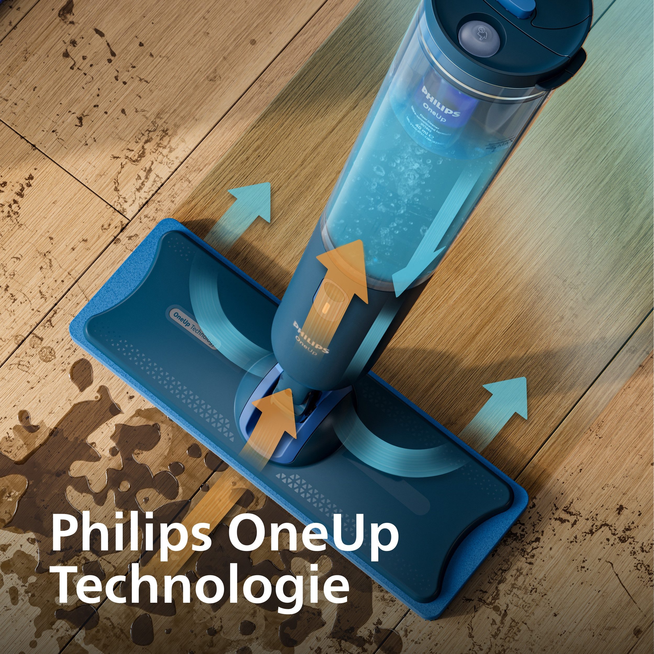 Philips OneUp Ersatzpad XV1884/10 Mikrofaserpad (Mikrofaser, 12x35 cm, 1-tlg., Speziell für Echtholz, Parkett und Linoleum entwickelt)