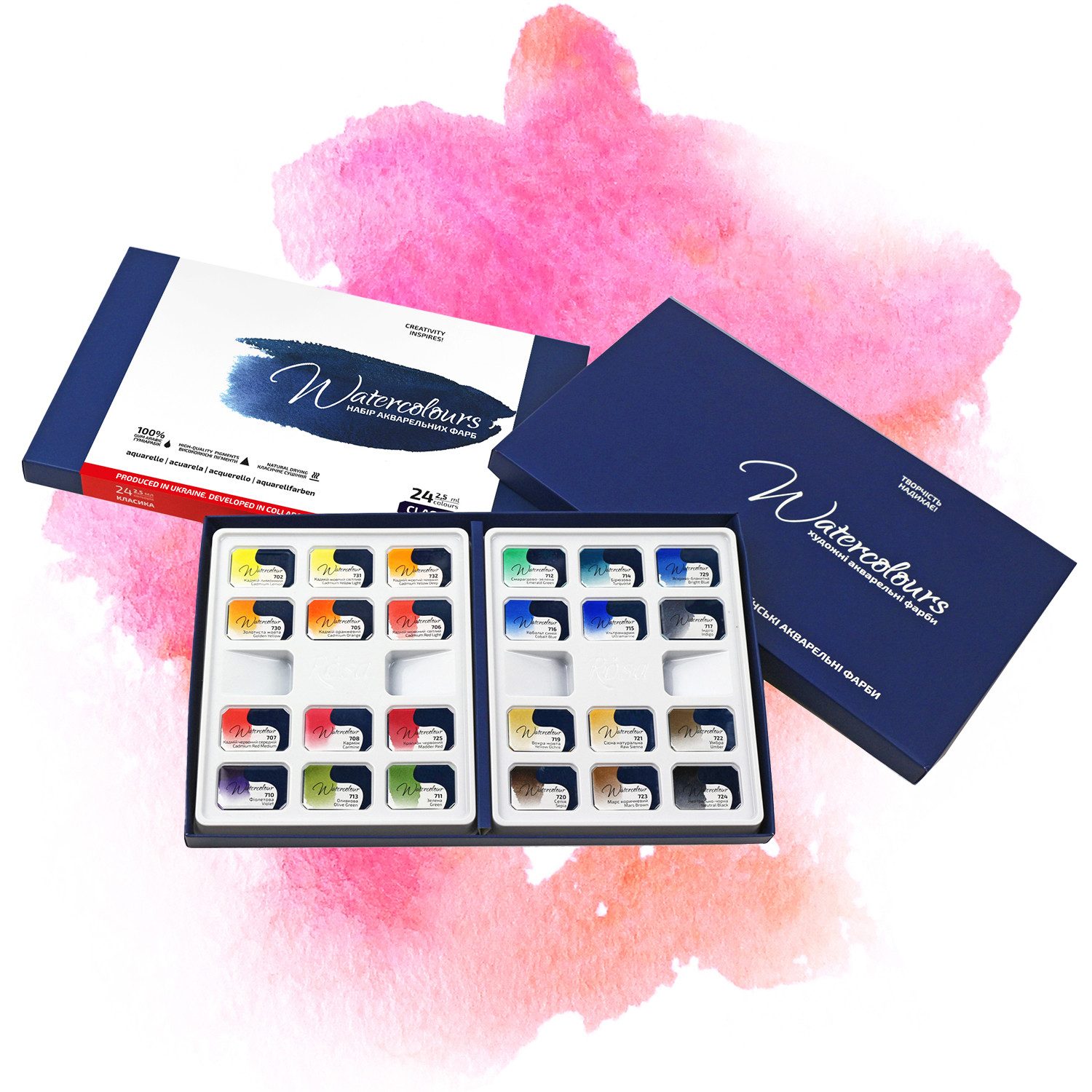 7 Artists Aquarellfarbe 7 Artists Акварельные краски Set – Profi Wasserfarben Näpfchen & Tuben