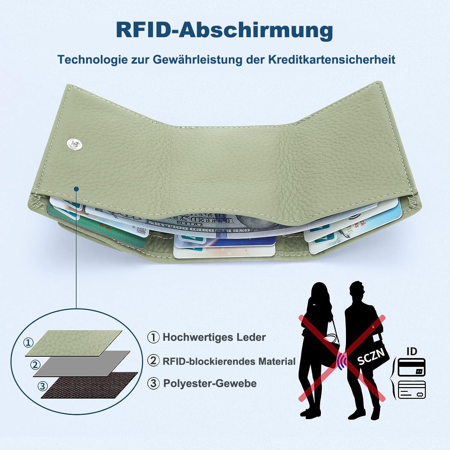 Cachito Mini Geldbörse Schlichte kleine Geldbörse aus Leder für Frauen (1-tlg), mit Kartenschlitz, RFID-Diebstahlschutzbürste, 10 x 7 x 3cm