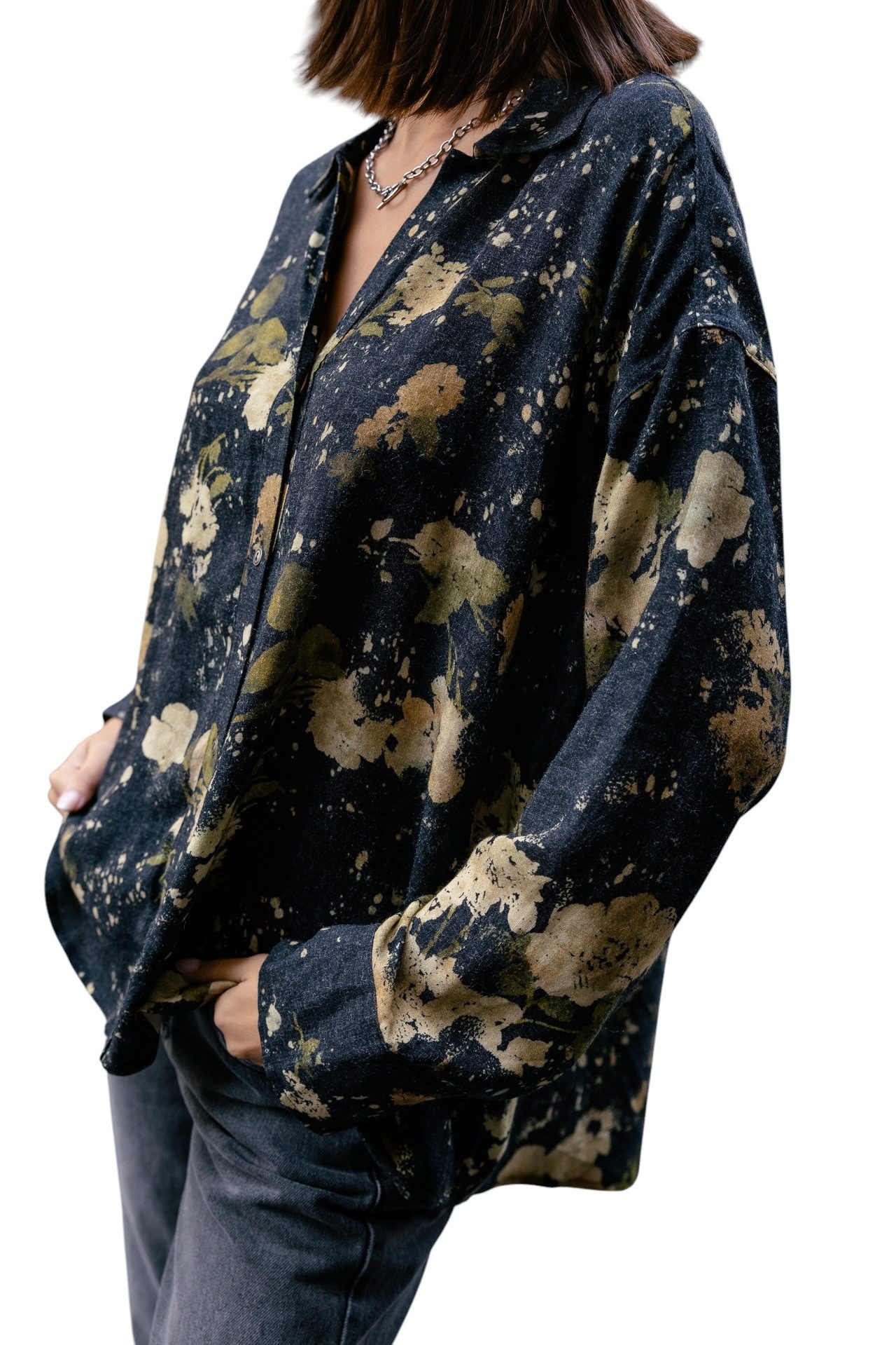 Freeman T. Porter Blusentop Chola Botanic - Lässige oversized Hemdbluse mit Blumenprint