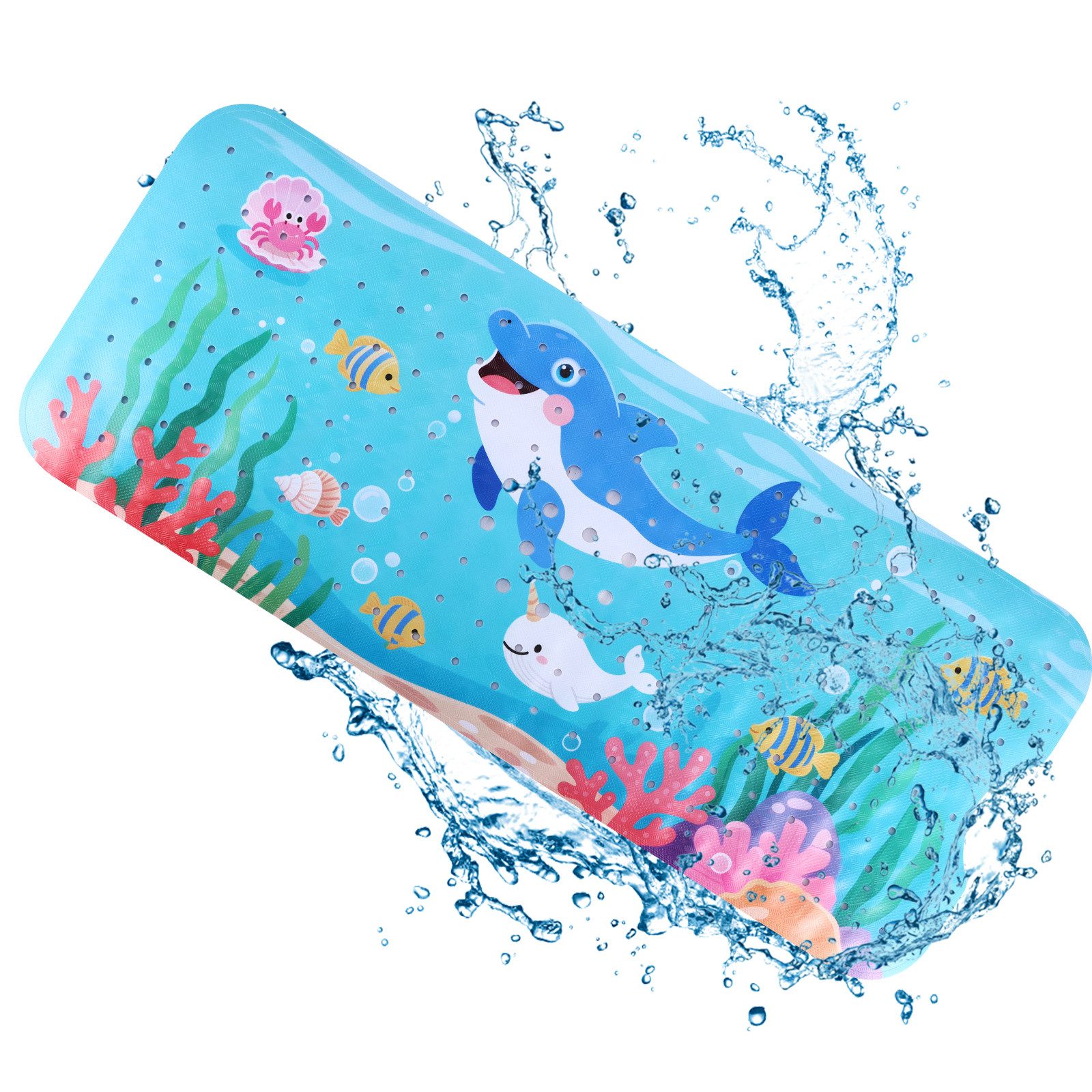 BlingBin Wanneneinlage Antirutschmatte für Badewanne Badewannenmatten rutschfest Kinder, B: 40 cm, L: 100 cm, 1 Stück, 1-tlg., 100*40cm, Extra Lange Antirutschmatte Badewanne Kinder Schimmelresistent