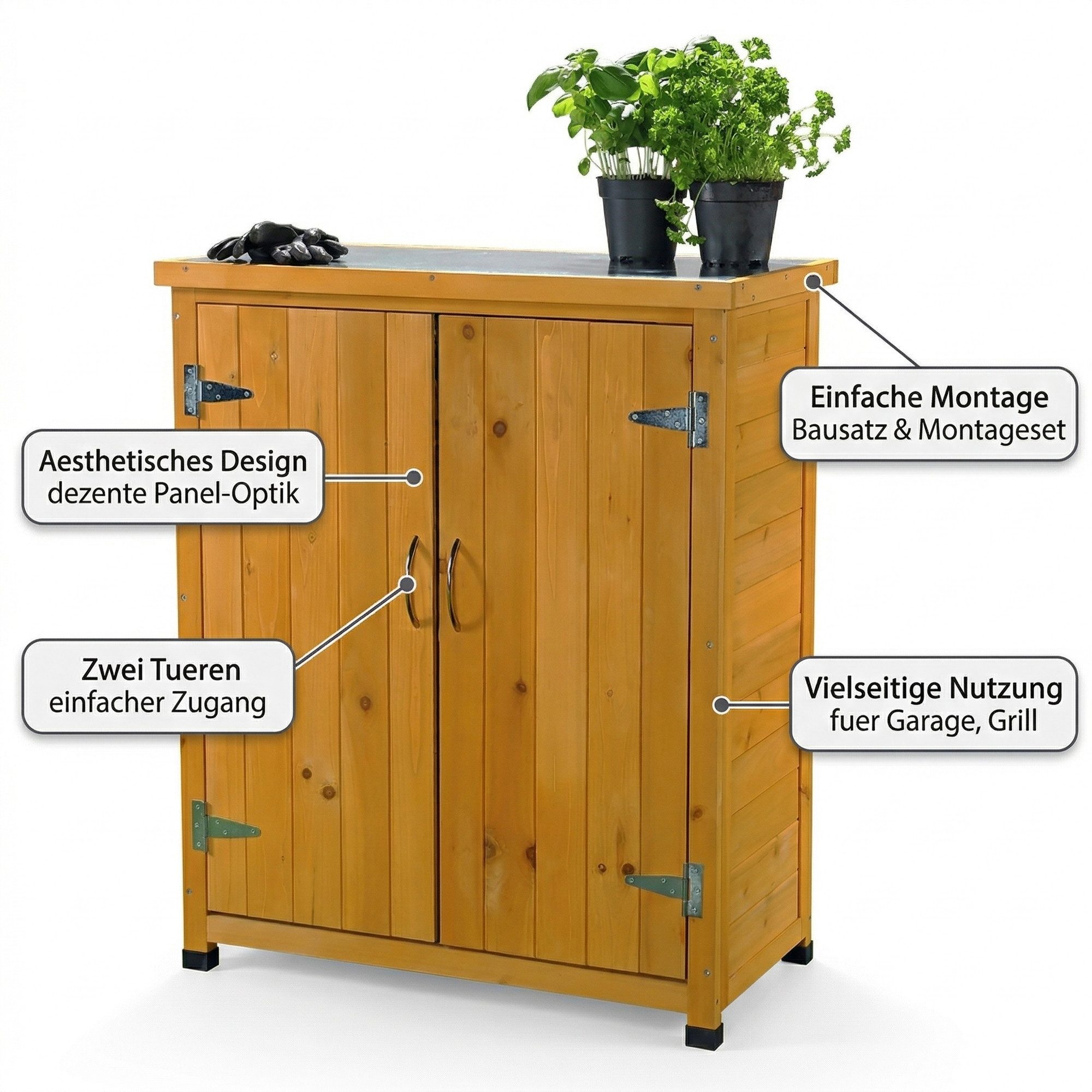 Mucola Garten-Geräteschrank Geräteschrank Gerätehaus Gartenschuppen Schrank Schuppen Gartenschrank, BxT: 75x40 cm, (Stück), Oberfläche mit robuster Platte – Bild 5 von 5
