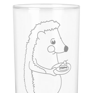 Mr. & Mrs. Panda Glas 200 ml Igel Kuchenstück - Transparent - Geschenk, Trinkglas mit Gravu, Premium Glas, Stilvolle Gravur