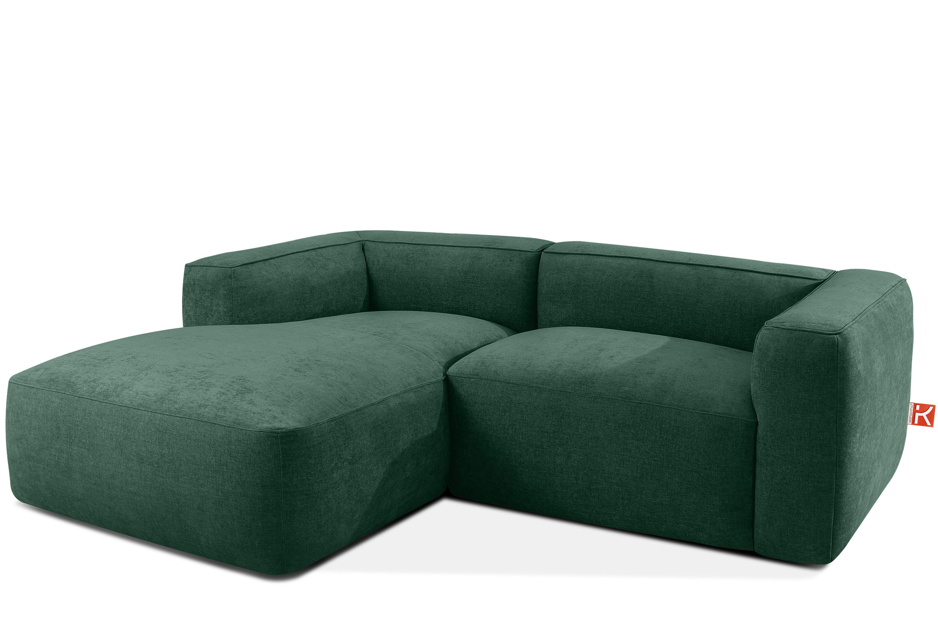 KONSIMO® Ecksofa FUBBO L-Form, Eckcouch, hergestellt in der EU, Links Ecksofa, mit Wellfedern in der Sitzfläche, mit äußeren Ziernähten, bequem