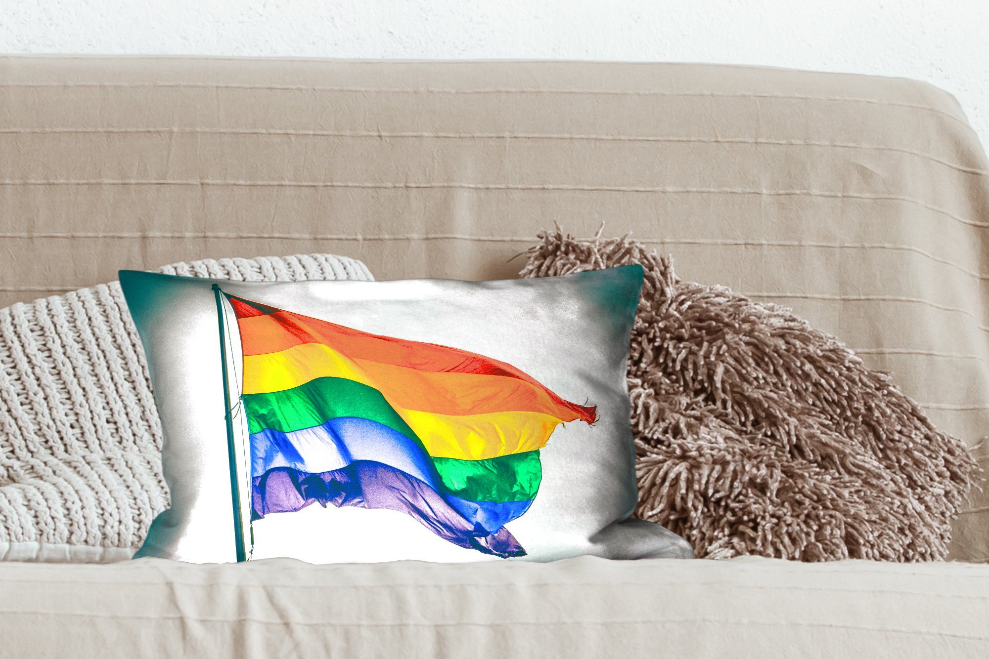 Dekoration, Regenbogenflagge, mit Zierkissen, Schlafzimmer Wohzimmer Füllung, einer Foto Dekokissen MuchoWow Dekokissen