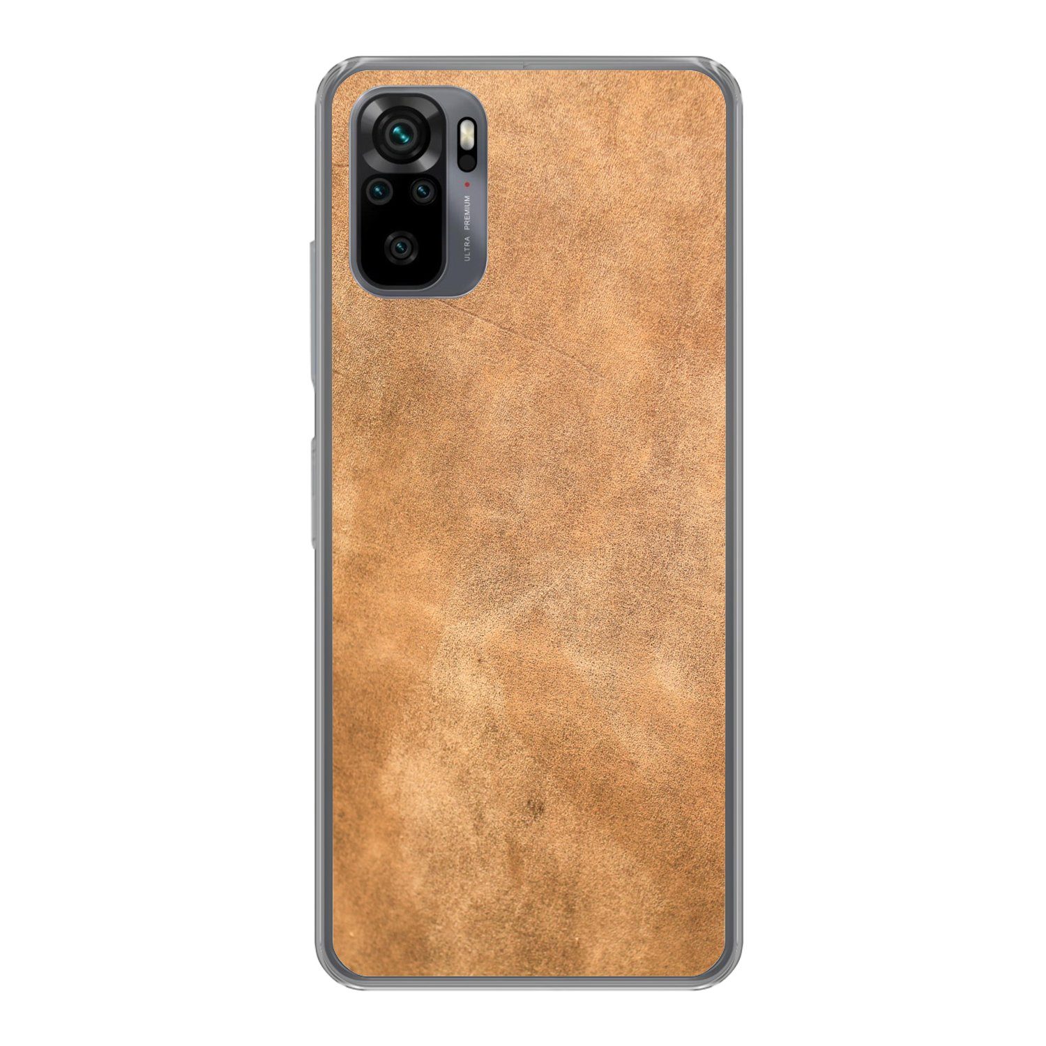 MuchoWow Handyhülle für Xiaomi Redmi Note 10S Leder - Strukturiert - Lederoptik - Braun, Phone Case, Silikon, Schutzhülle Dünn