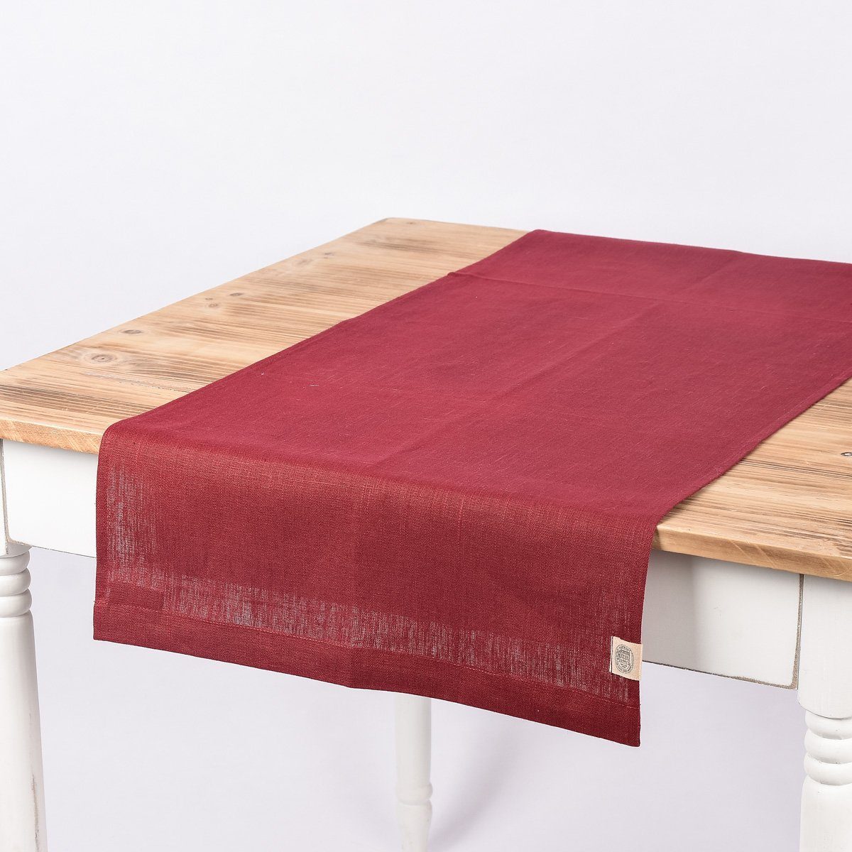 KARDELEN Tischläufer Leinentischläufer Tischläufer Erik 1-lagig 47x150cm wine dunkelrot