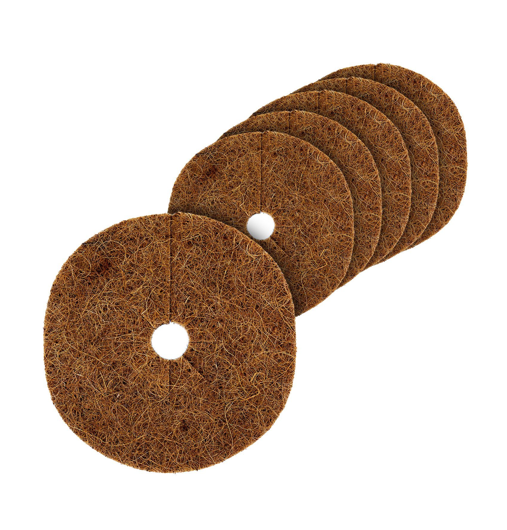 Spetebo Kokosmatte Kokos Frostschutz Matte 6er Set rund - 25 cm, (Set, 6-St., Frostschutz Matten), Winterschutz Abdeckung für Pflanzen und Bäume