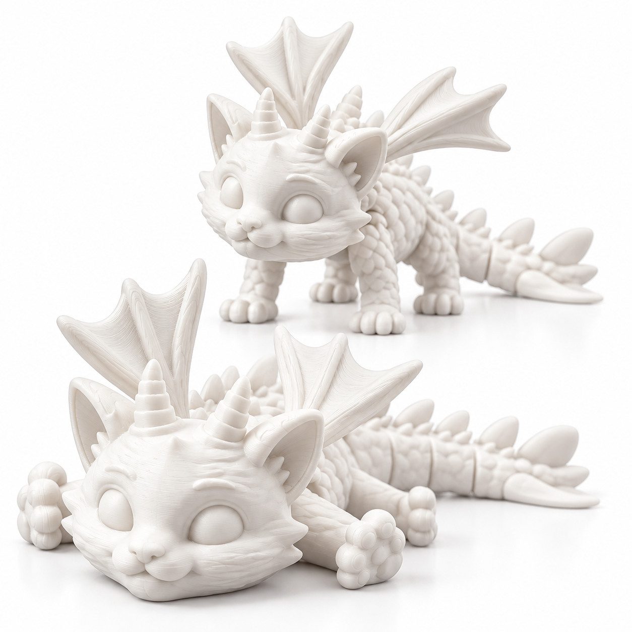 Alpha Electronics Fantasy-Figur Flexi Drachenkatze mit beweglichen Beinen, Körper & Flügeln (Sparangebot, 1 St., Hochwertiger 3D Druck), Deko & Sammlerfigur für Drachenfans, Katzenliebhaber und Fantasy-Fans