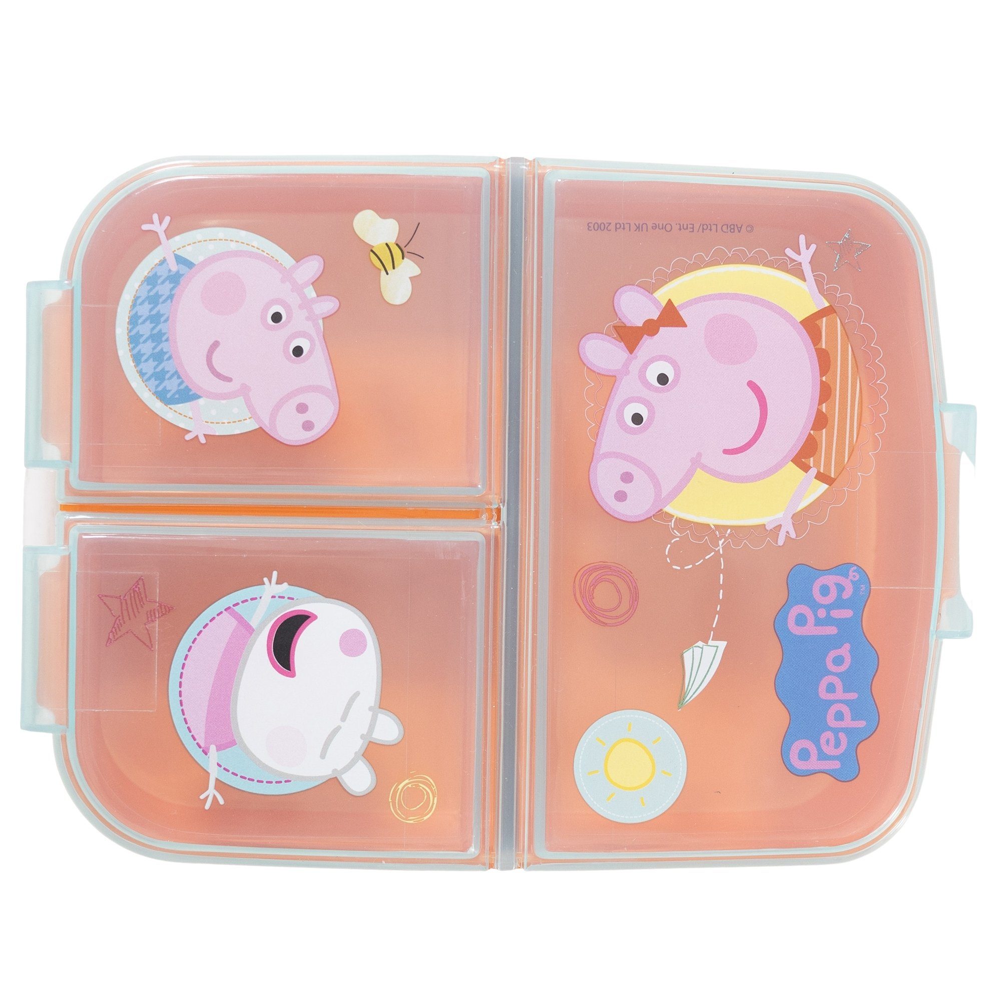 Besteck Kammern 4 teiliges Lunchbox Kunststoff Kinder Pig 3 Pig Brotdose Alu-Trinkflasche Peppa Aluminium, (4-tlg), Wutz Peppa Frühstücks-Set,