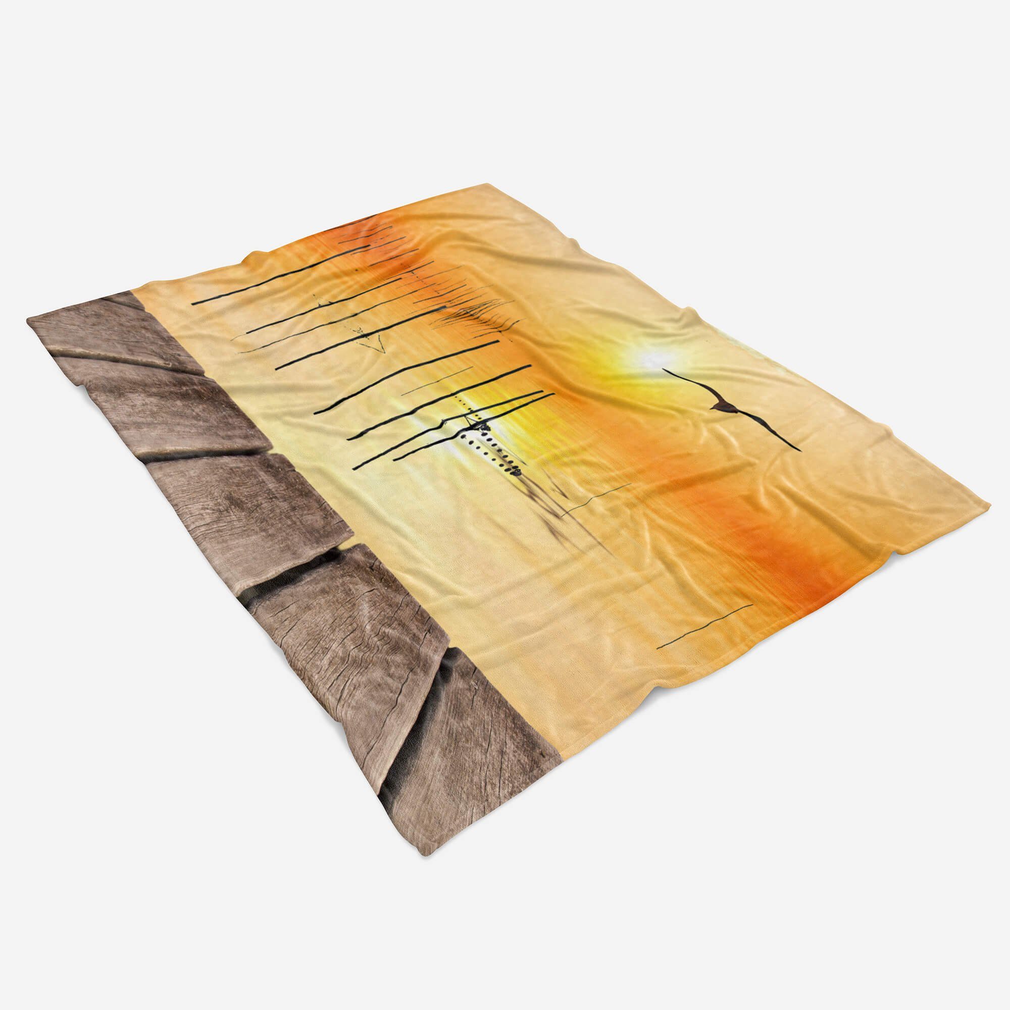 Baumwolle-Polyester-Mix Saunatuch Handtücher Art Sinus Fotomotiv Sonnenuntergang Mö, Handtuch Strandhandtuch Handtuch (1-St), Kuscheldecke mit
