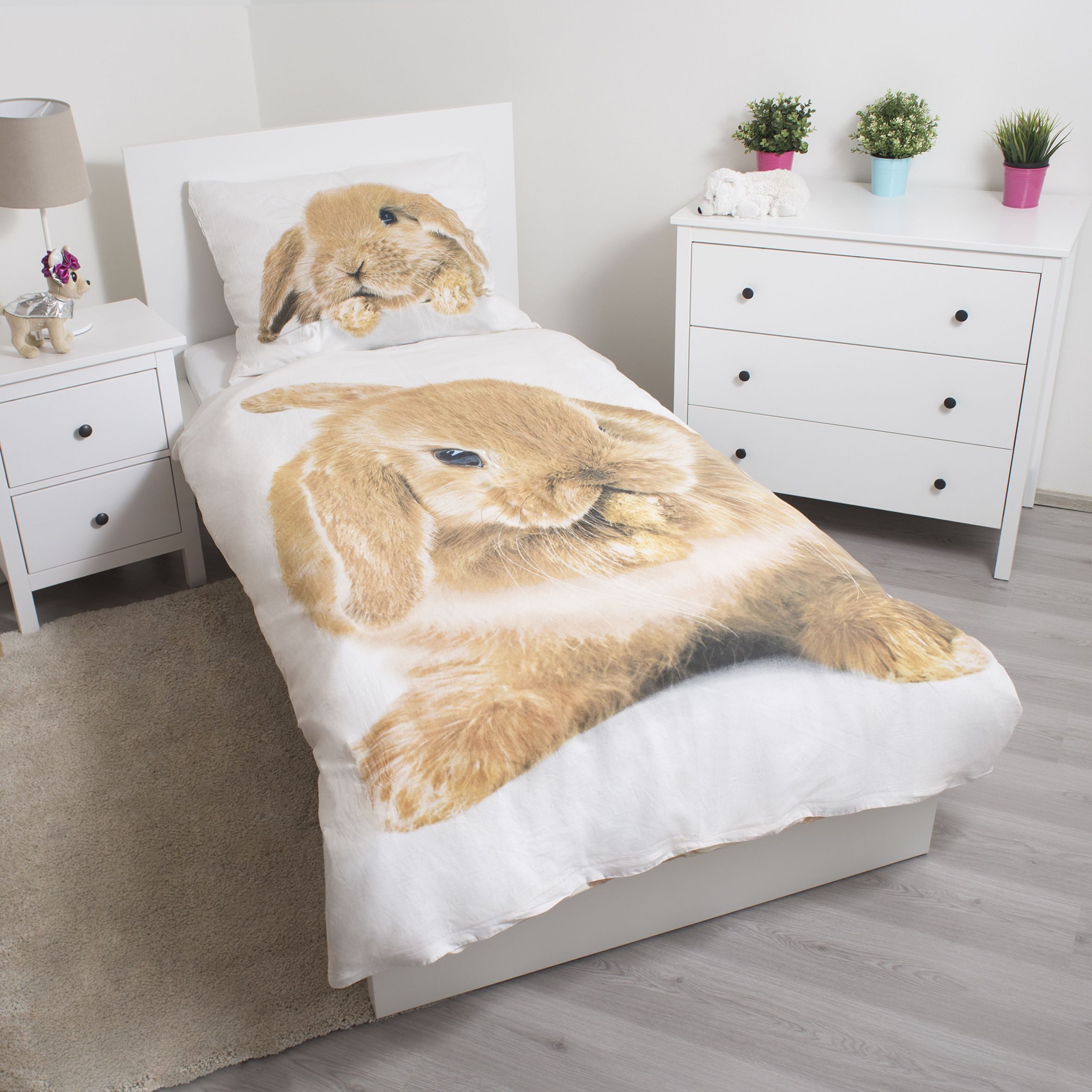 Jerry Fabrics Bettwäsche Bunny Brown Baumwolle – Bettbezug 140x200 cm & Kis günstig online kaufen