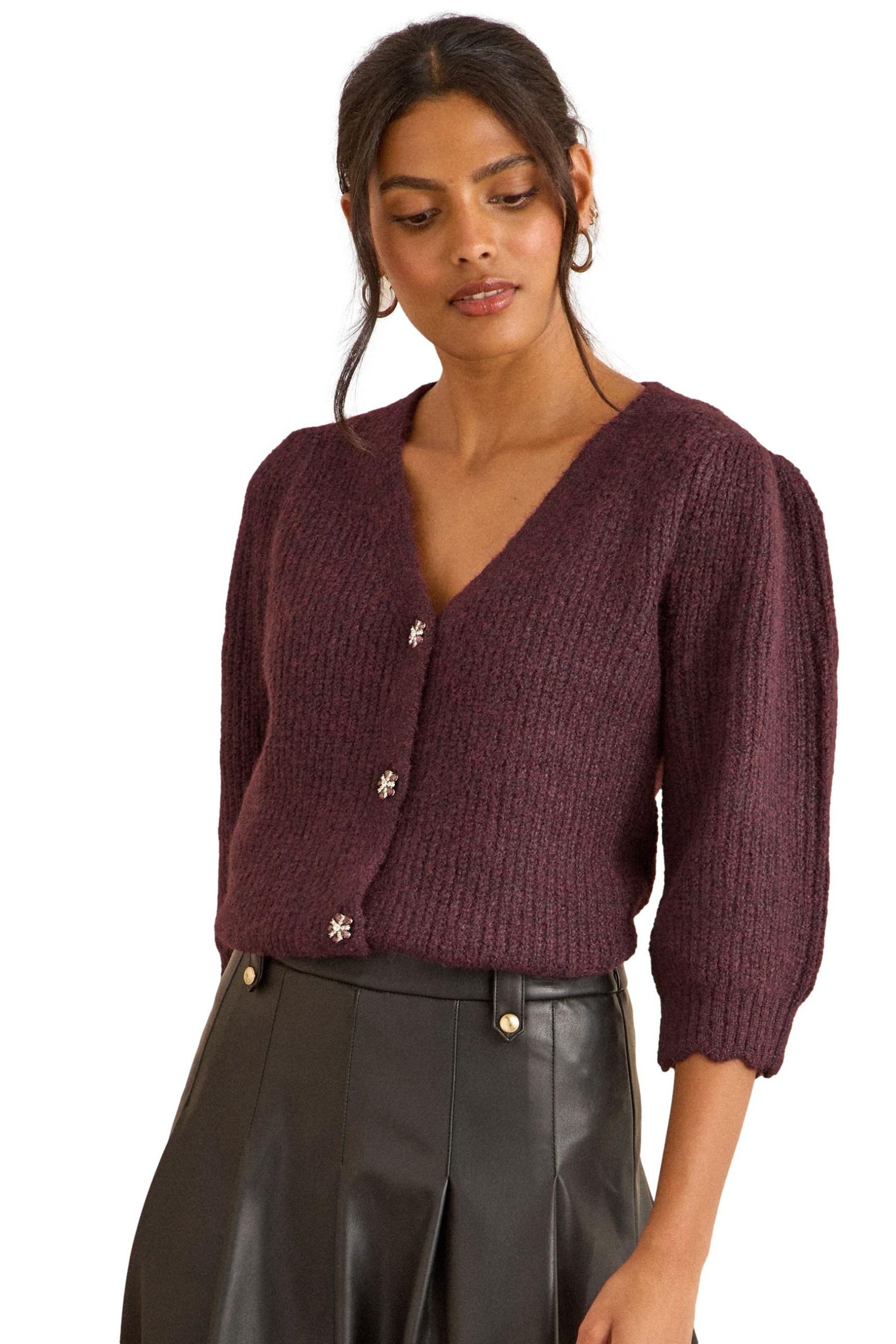Strickjacke Love & Roses Verzierte Strickjacke mit Knöpfen
