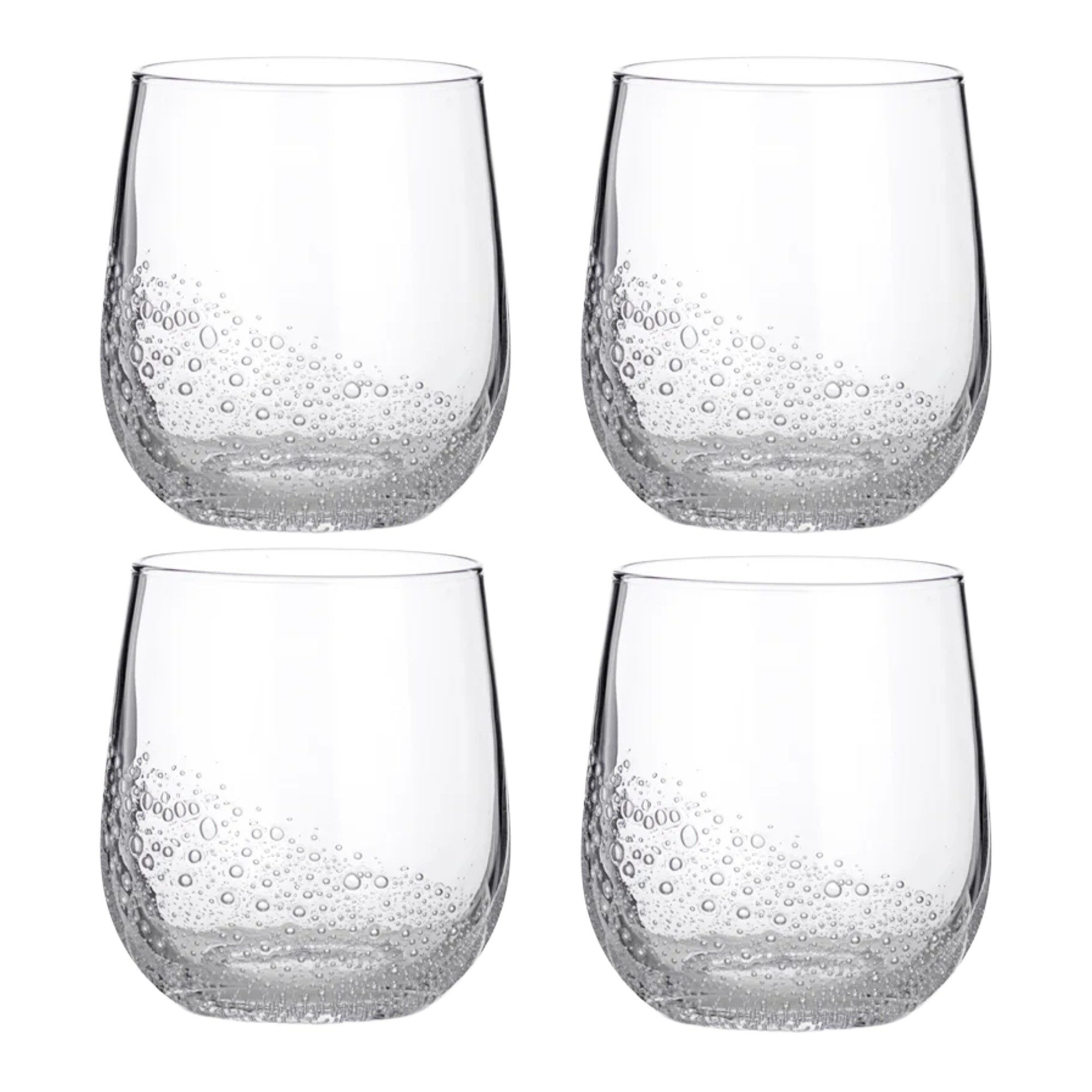 Broste Copenhagen Glas Broste Copenhagen Bubble Glas 35 cl Clear 4er Set, Mundgeblasenes Glas