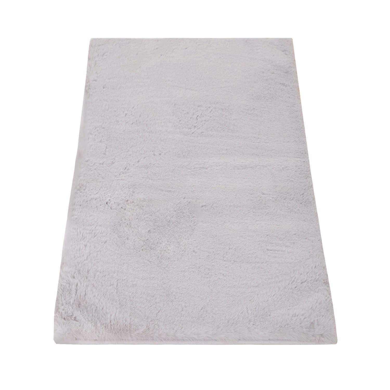 KADIMA DESIGN Teppich waschmaschinenwaschbar Unifarben Hochflor Teppich Badezimmer, Rechteckig, Höhe: 26 mm, Florhöhe: 22 mm, 100% Polyester, Rücken aus Gummi, 50x80cm, Grau
