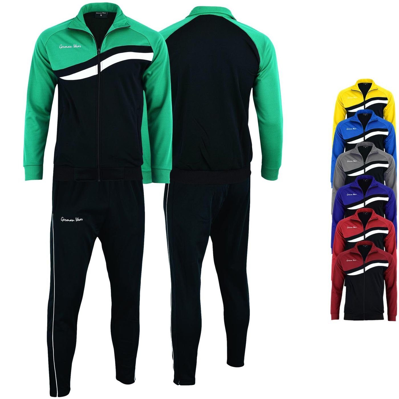 Trainingsanzugs Wear German Herren Grün Sportanzug Jogginganzug Doppellagig GW779k, Trainingsanzug