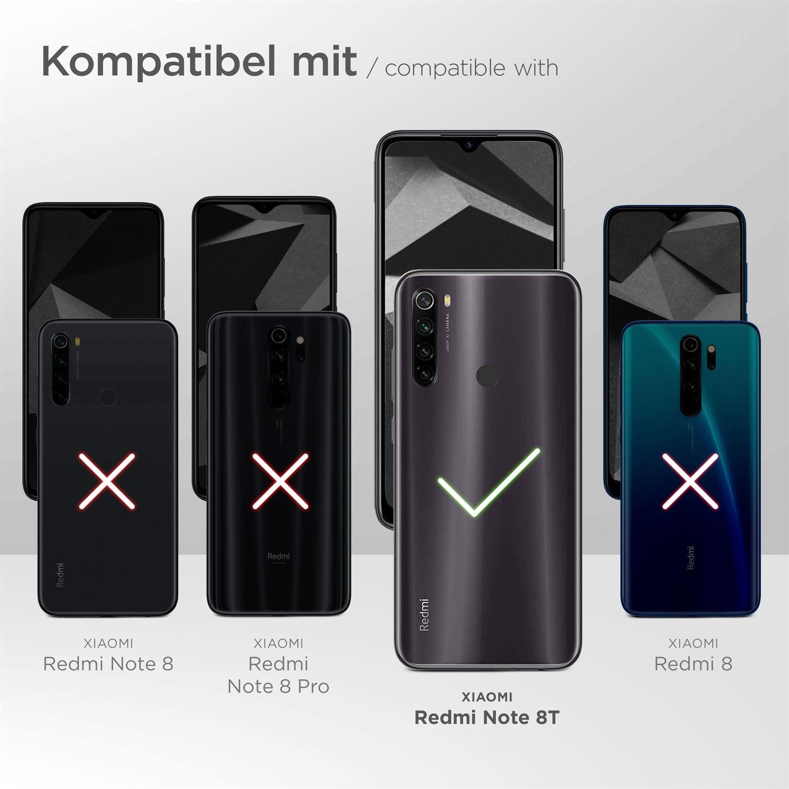 ONEFLOW Handyhülle für Redmi Note 8T Premium Hülle Business Cover Schwarz 6,3 Zoll, 360 Grad Schutzhülle Flip Case Etui Klapphülle Dünn Leder Handy Tasche