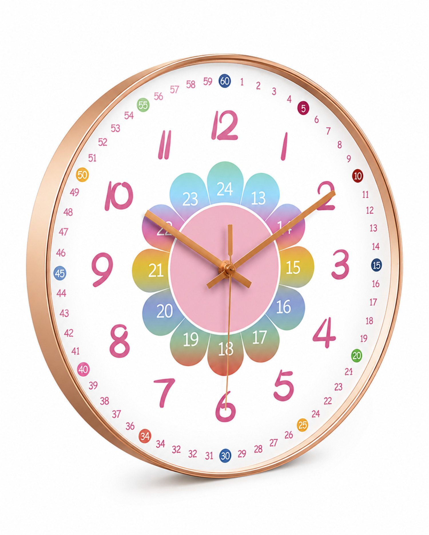 Fyrove Wanduhr Kinder Wanduhr 20 cm,mit leisem Sweep-Uhrwerk (Wanduhr fürs Kinderzimmer Schlafzimmer Schule, Geburtstagsgeschenk)