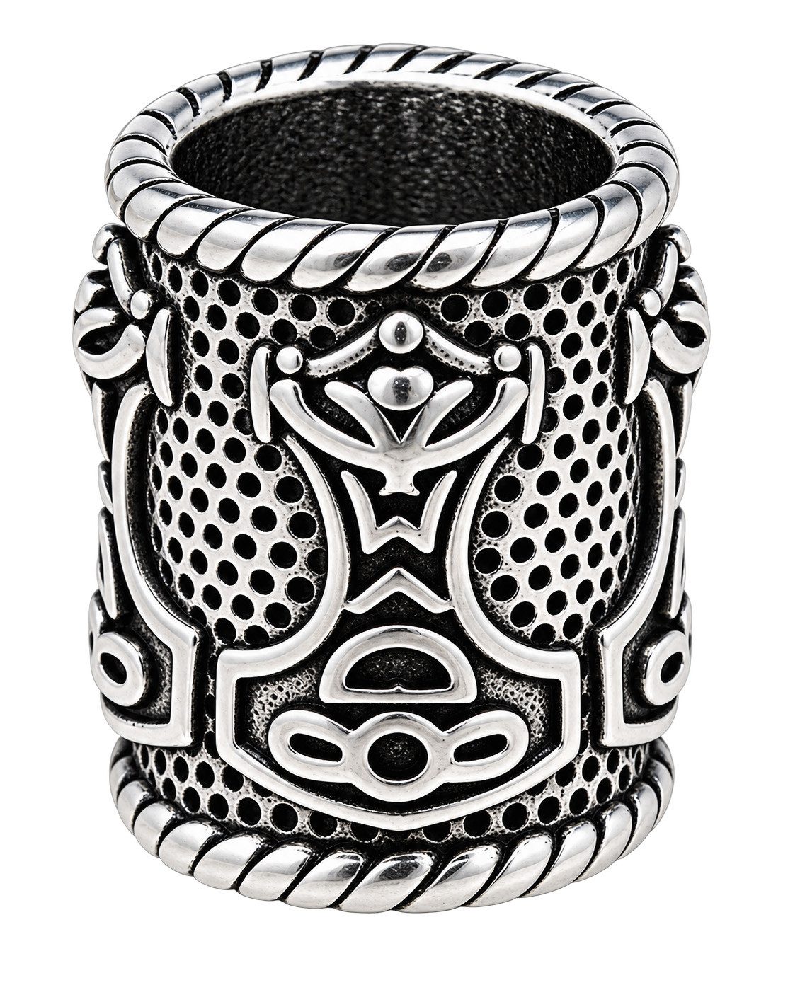 Kiss of Leather Diadem Bartperle Thorshammer Haarperle Odin Edelstahl Bartschmuck 8 mm