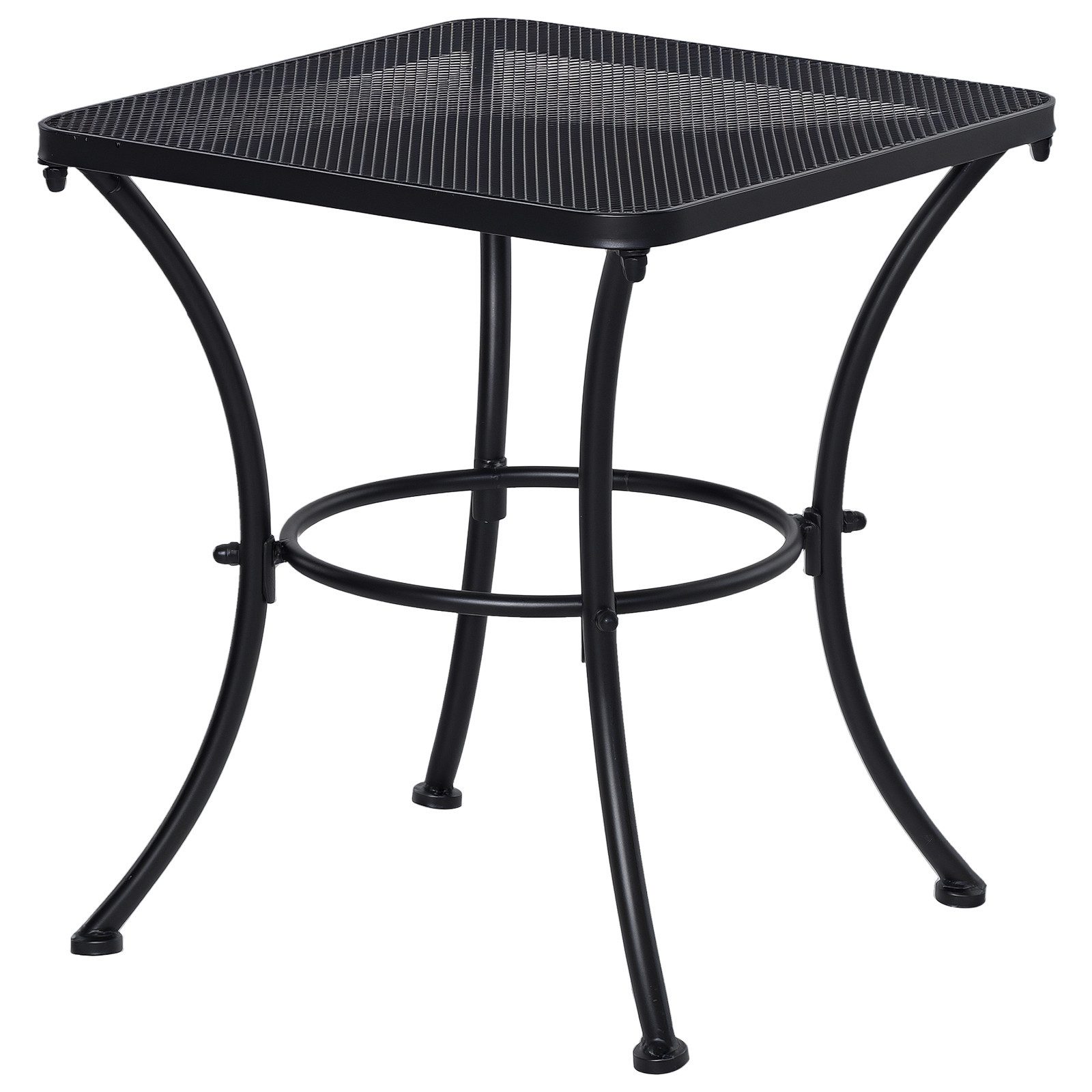 Outsunny Beistelltisch Gartentisch, Kaffeetisch (Couchtisch, 1-St., Beistelltisch), Metall, Schwarz, Terrasse, 45 x 45 x 50 cm