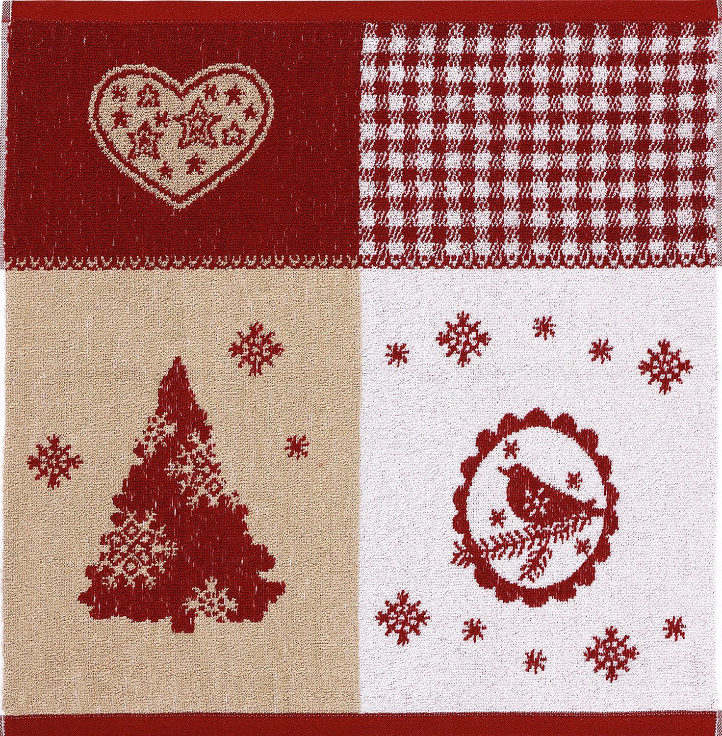 Kracht Geschirrtuch Winterstimmung, (Set, 3-tlg., Set), 3er Pack Frottee Küchenhandtücher (3 Stück), ca.50x50cm Baumwolle