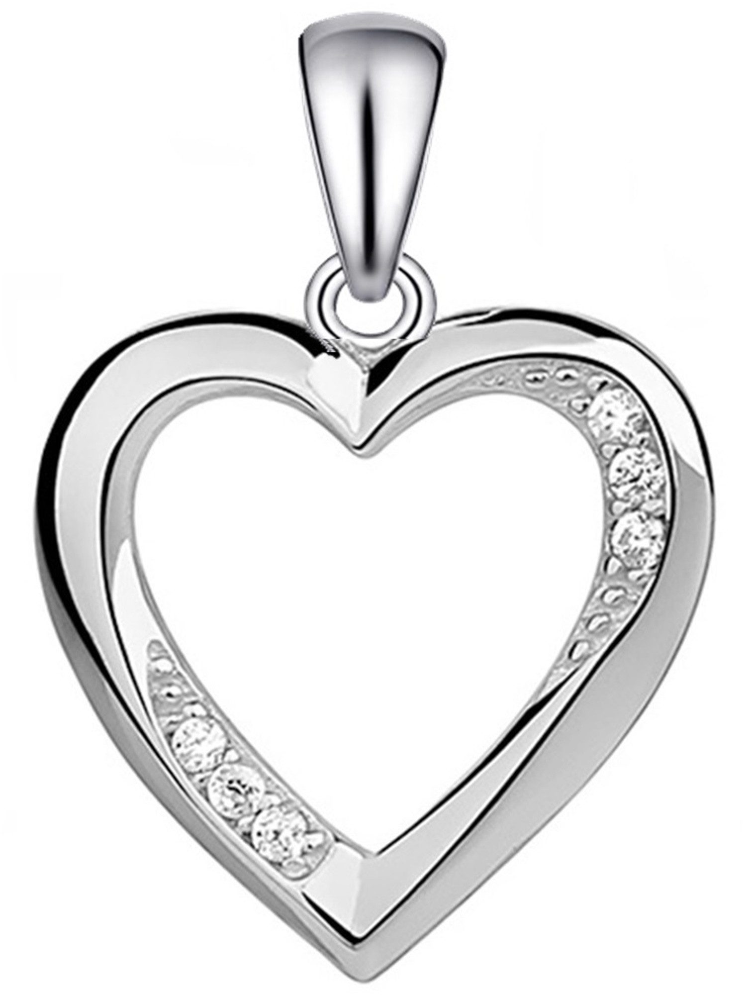 Goldene Hufeisen Herzanhänger Herz Anhänger 925 Sterling Silber mit Zirkonia Kristall Kettenanhänger (1 Stück, inkl. Geschenkbox), Rhodiniert