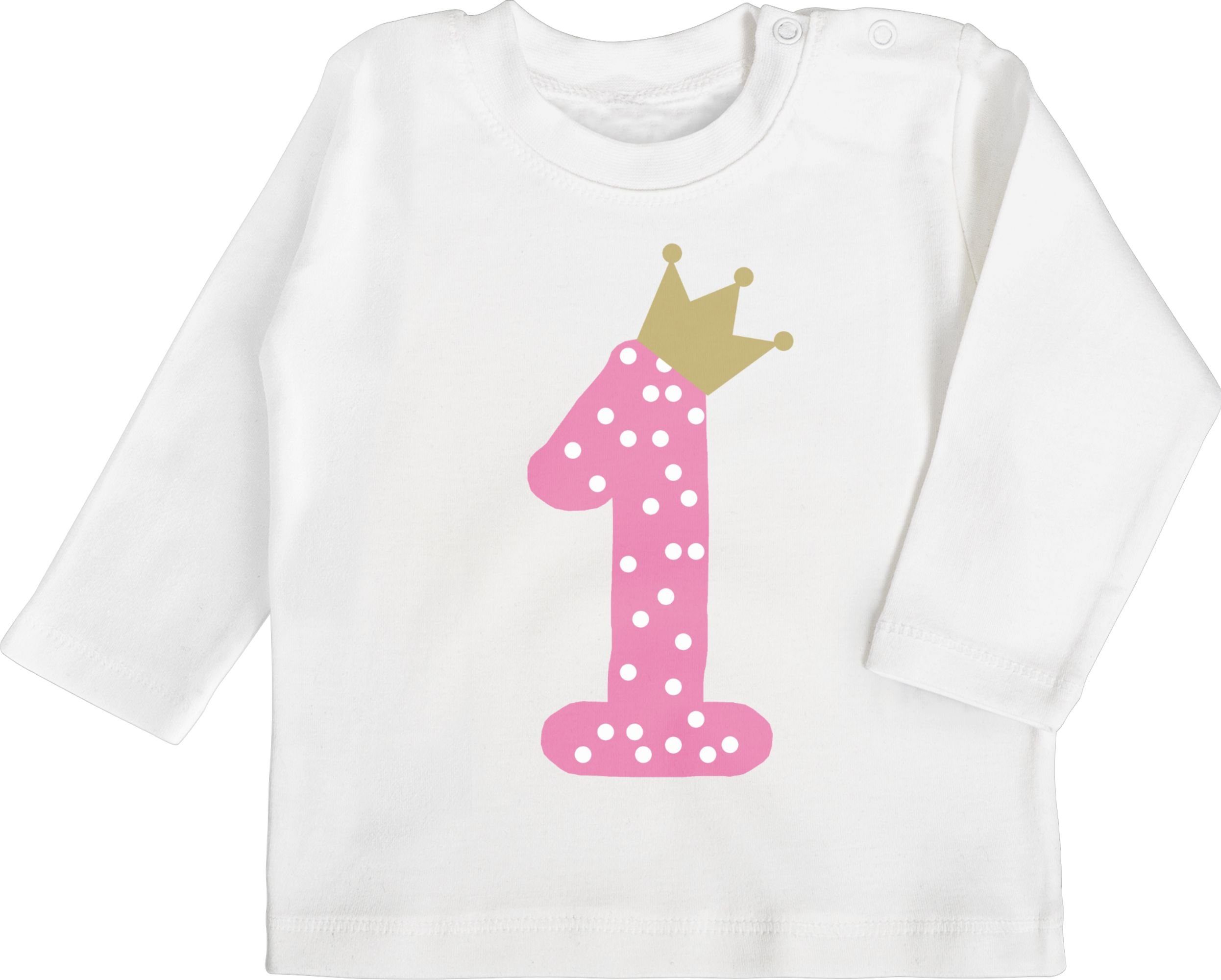 Geburtstag Mädchen Krone Sterne 1 Baby T-Shirt Langarm Baby Geburtstag Geburtstagsgeschenk Shirtracer 