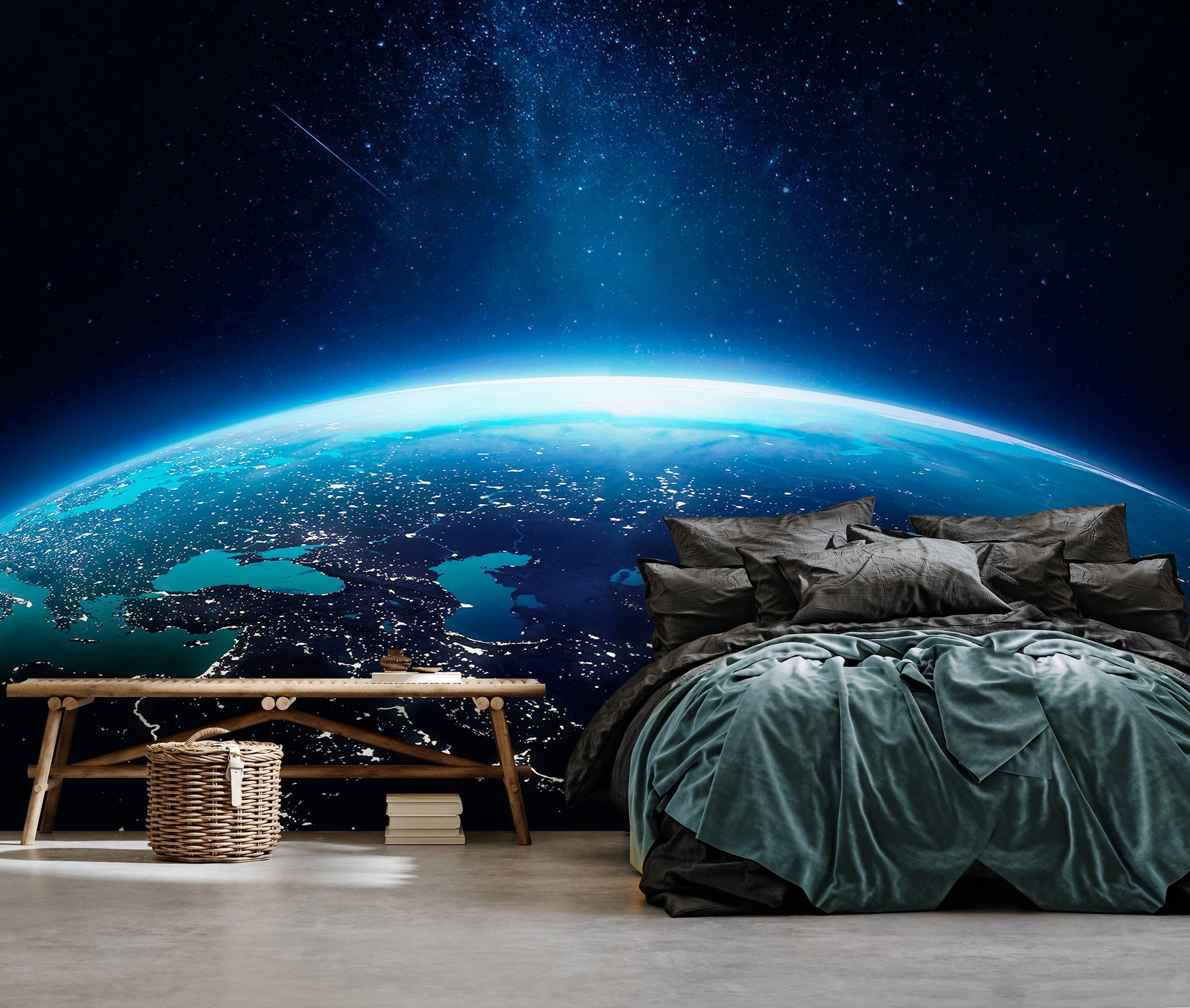 für Jungen Kosmos Jungenzimmer Motivtapete, Vlies Wallarena Wandtapete Galaxie Erde Glatt, Kleister inklusive Mädchenzimmer Galaxy, Vliestapete Kinderzimmer oder Welt Mädchen Vliestapete Fototapete Tapete Galaxy