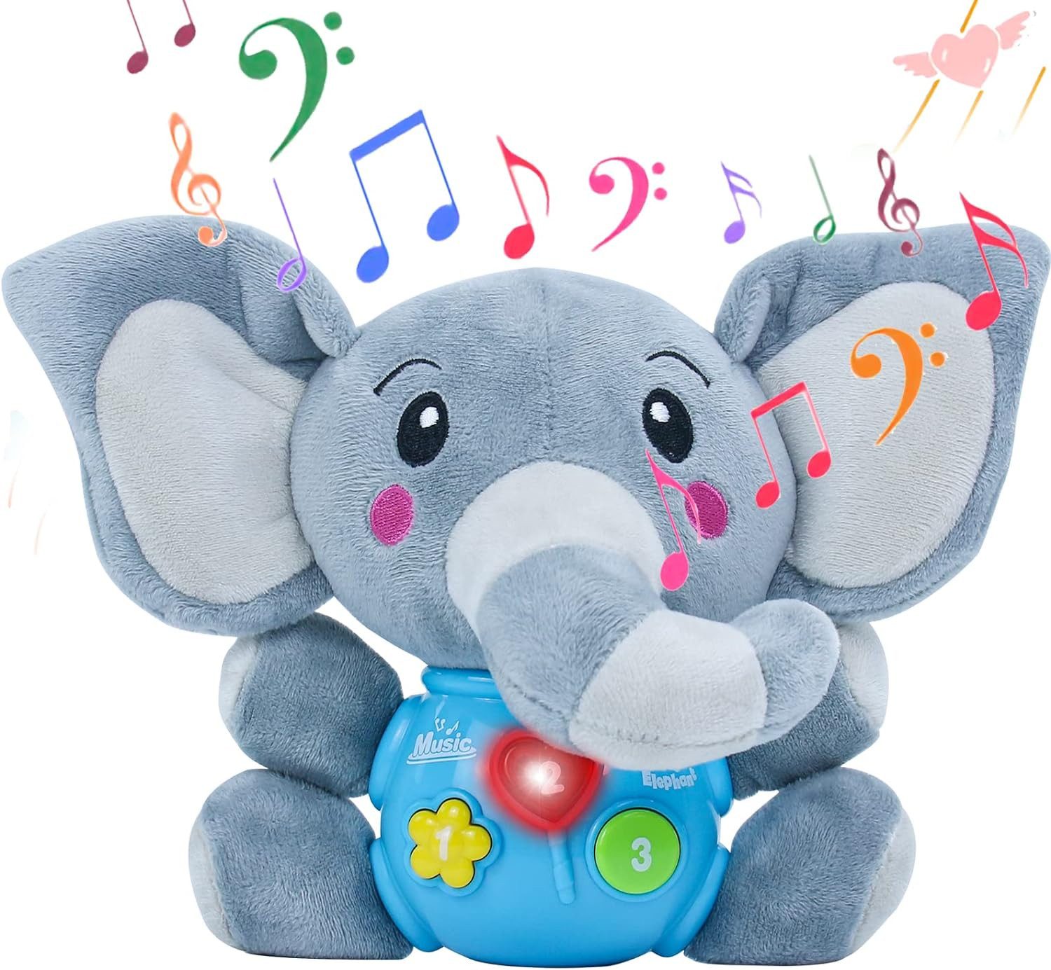 Gontence Kuscheltier (Baby Spielzeug 6 Monate - Elefant Kuscheltier Baby Spielzeug ab 7 8 9 Monate Kinder Jungen Mädchen Kinderspielzeug Interaktives Lernspielzeug Musikspielzeug, 1-St)