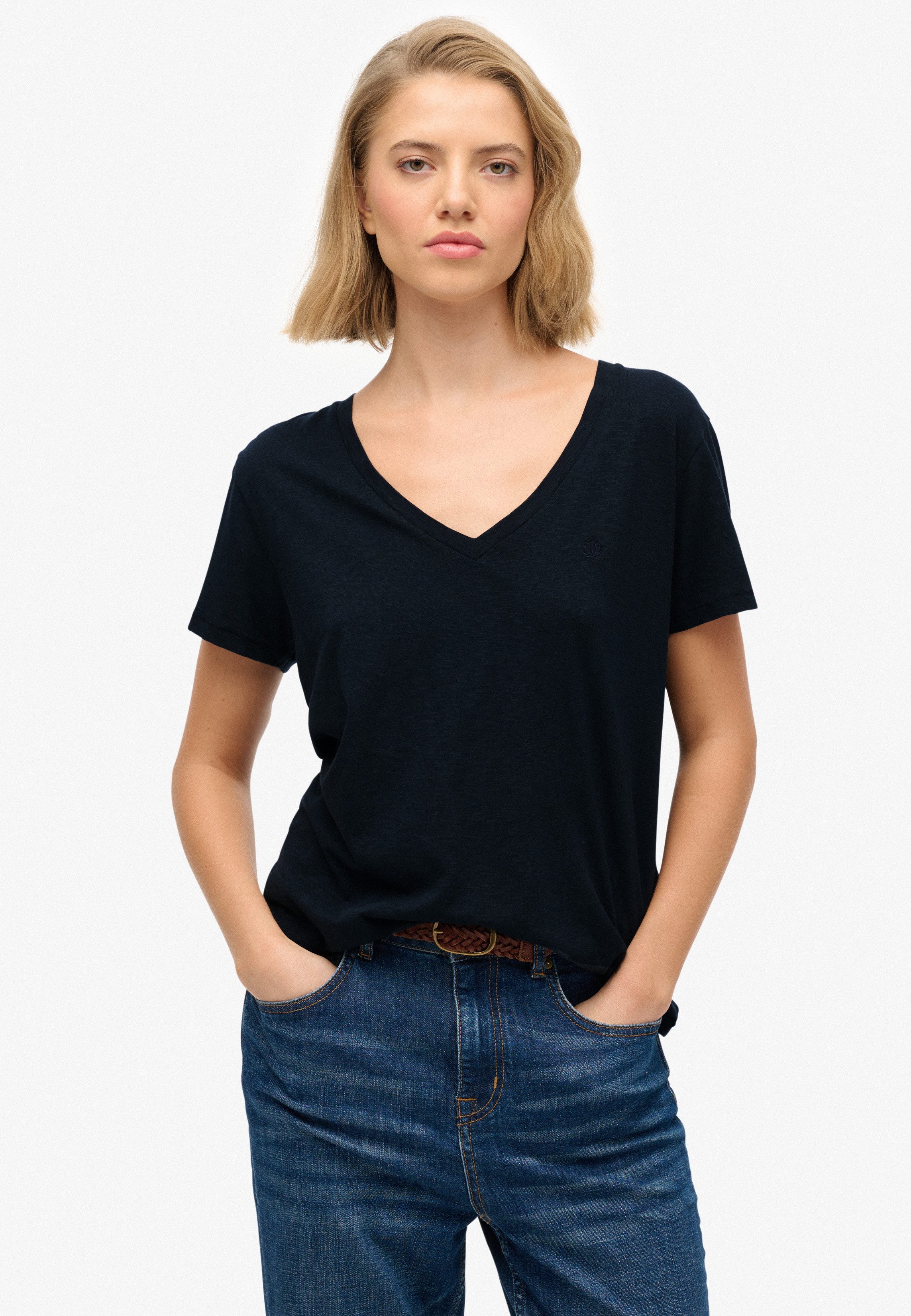 Superdry T-Shirt STUDIOS SLUB EMB VEE günstig online kaufen