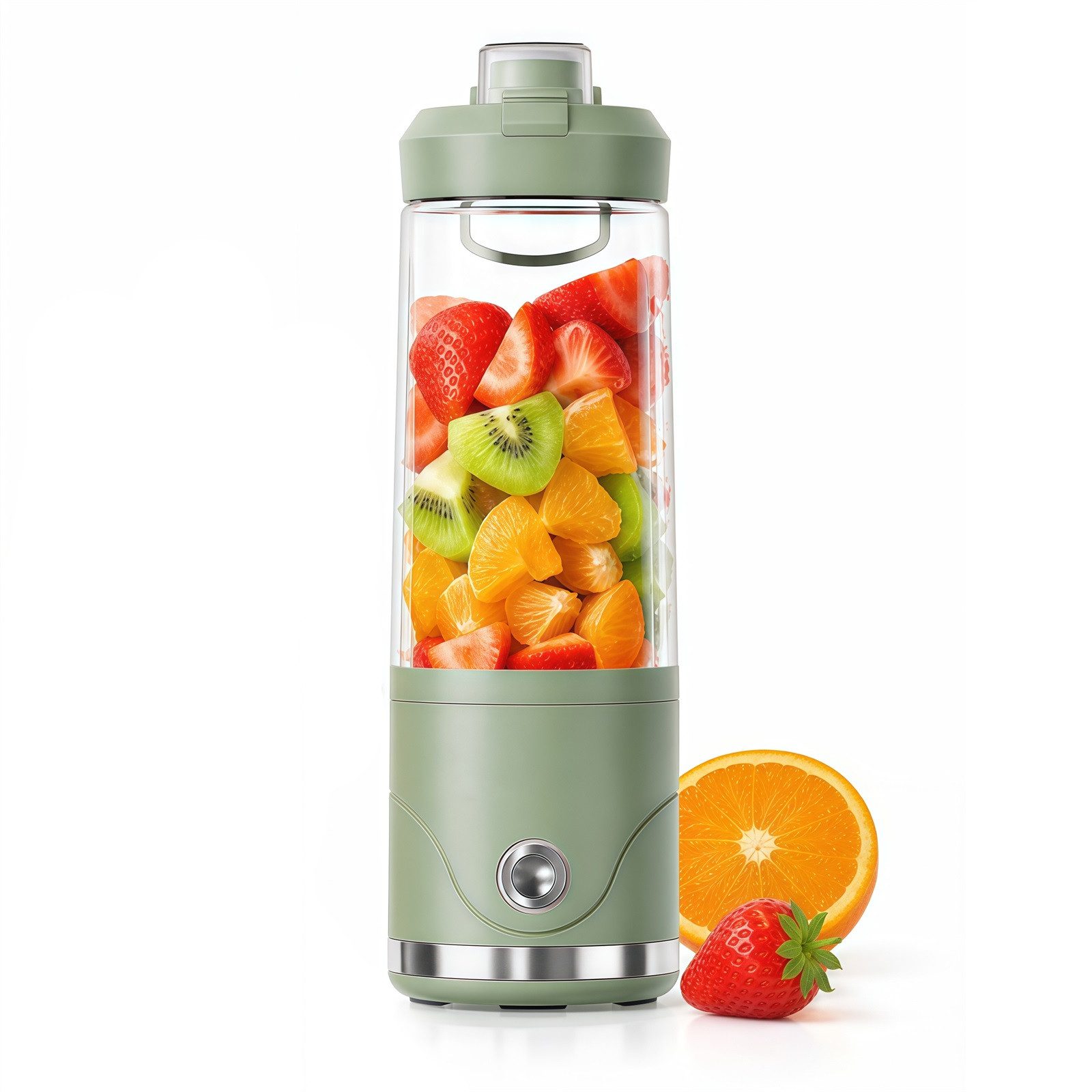 Rhein Beleuchtung Smoothie-Maker Mini Mixer 650 ml – 16.000 U/min mit 6 Edelstahlklingen, 75 W, Kabellos, USB-C, Selbstreinigung & Sicherheits-Stopp