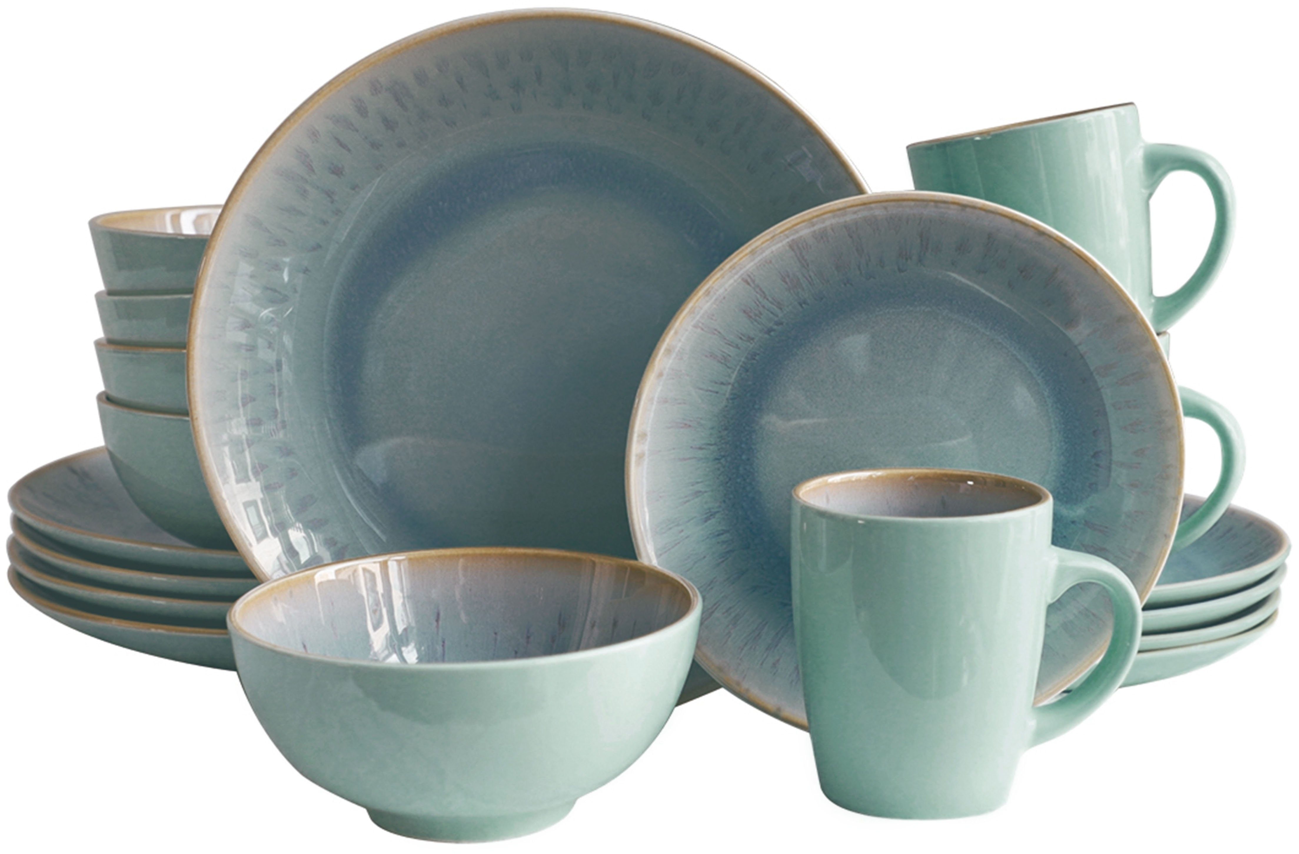 ECHTWERK Tafelservice Ana Modern-Design (24-tlg), 6 Personen, Porzellan, Teller Set, farbenfrohes Design