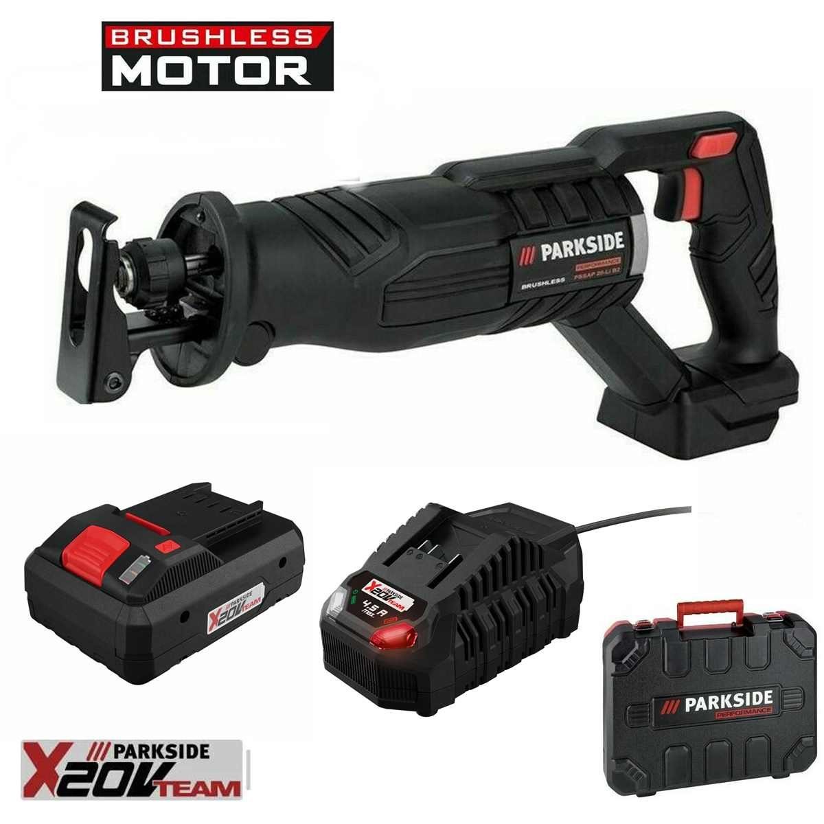 PARKSIDE PERFORMANCE® Akku-Säbelsäge Akku-Säbelsäge Brushless 20V PSSAP + Akku 4.0 Ah Schnelladegerät 4.5A