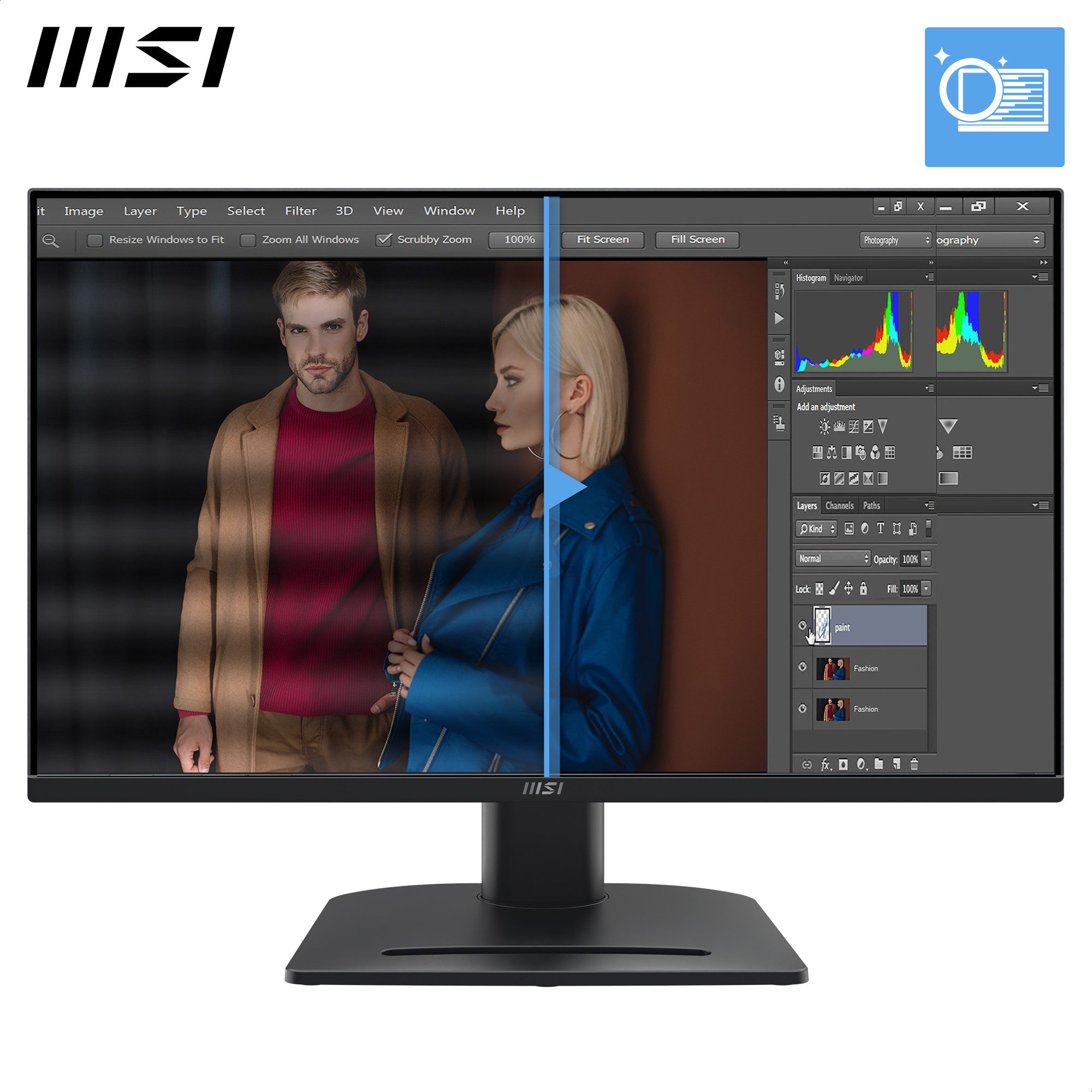 MSI PRO MP275PG LED-Monitor (69 cm/27 ", 1920 x 1080 px, Full HD, 1 ms Reaktionszeit, 100 Hz, IPS-LED, neig-,schwenk-, höhenverstellbar, Pivot)