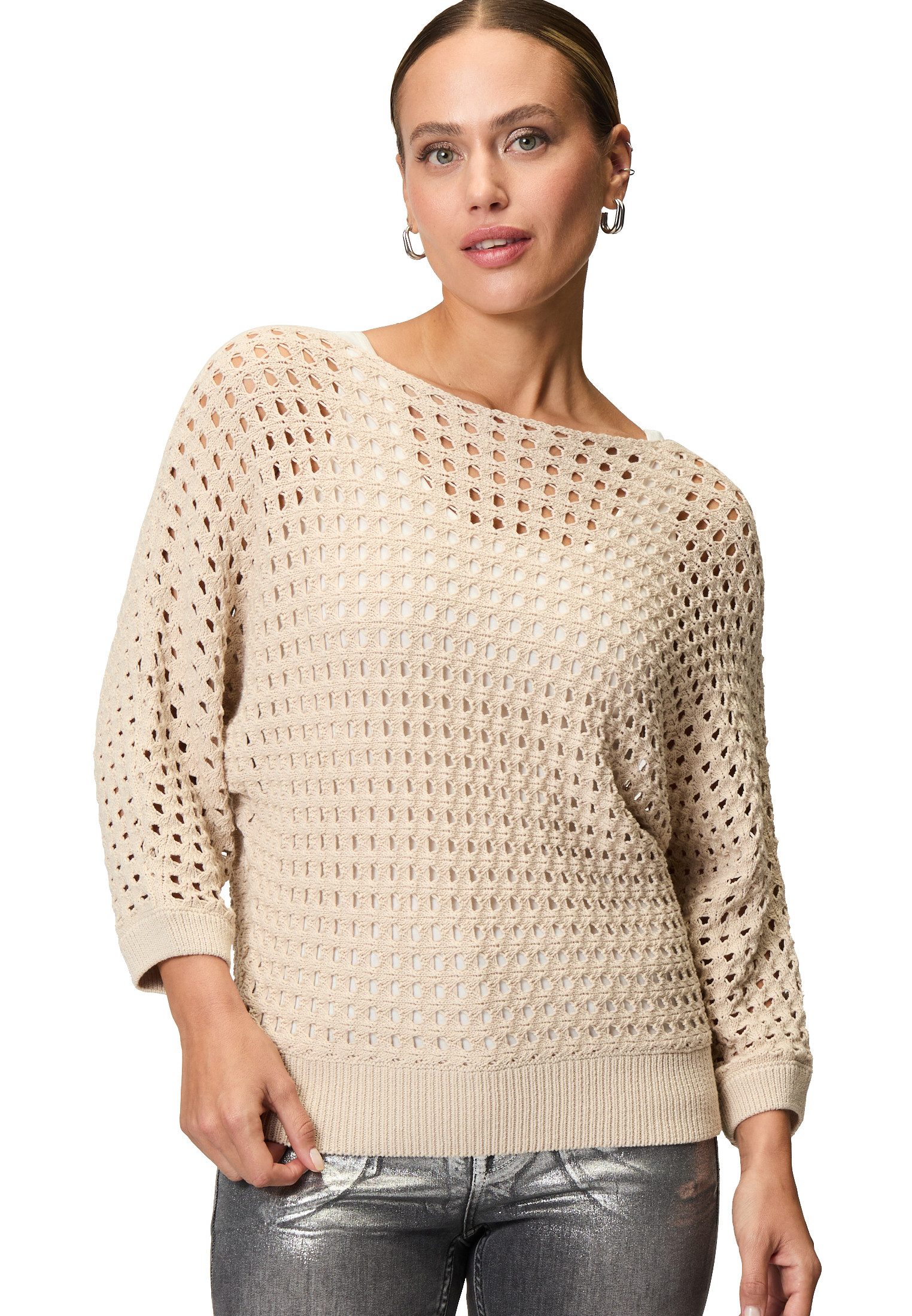 Zero Strickpullover Damen Pullover mit Lochmuster (1-tlg) Lochmuster günstig online kaufen