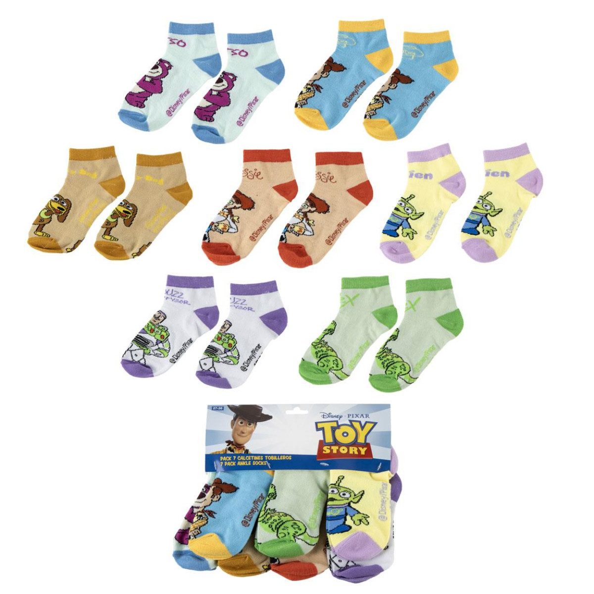 Disney Pixar Toy Story Kurzsocken 8 Paar Kinder Kurzsocken Mehrpack für Alltag und Sport
