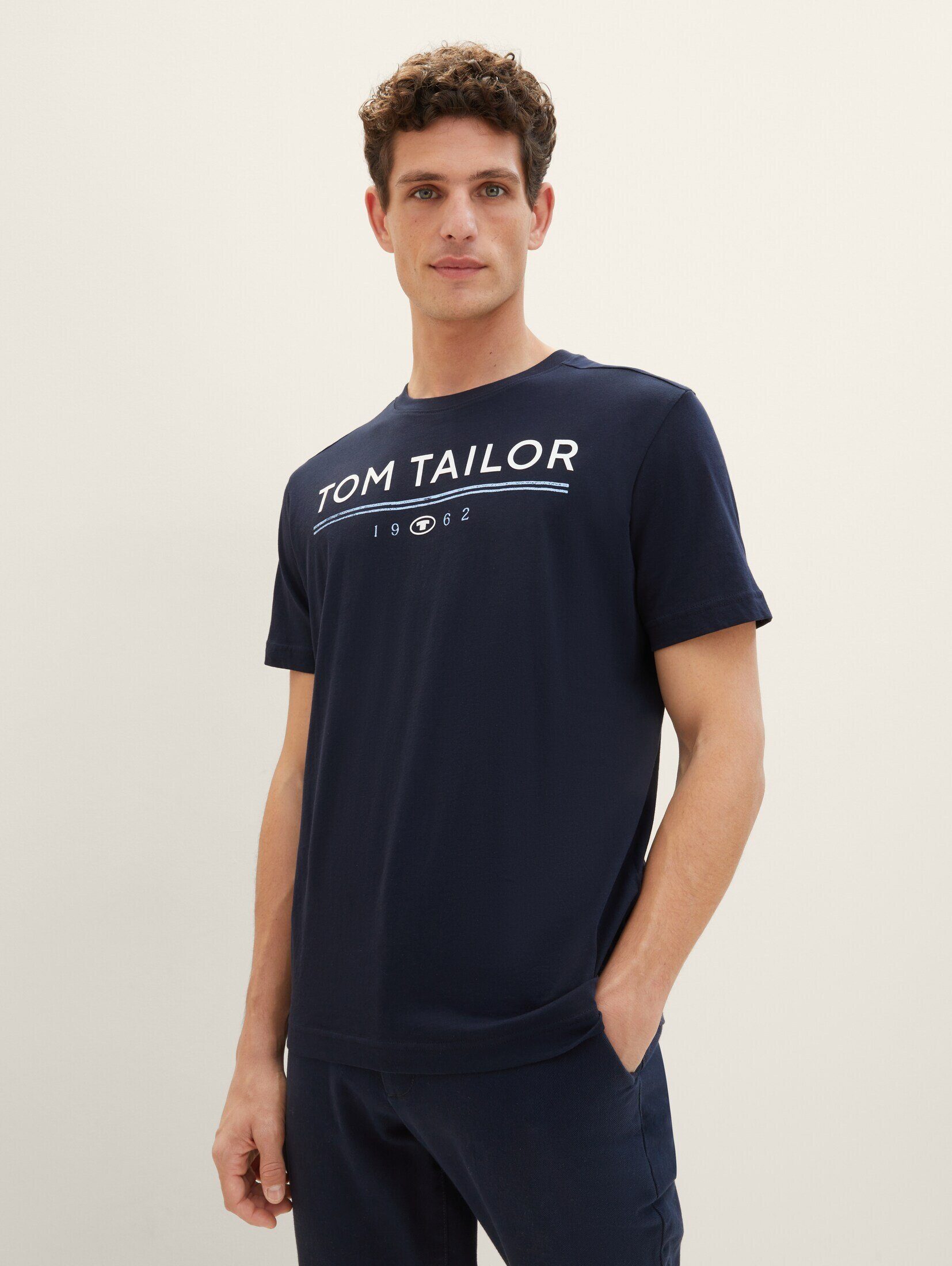 TOM TAILOR T-Shirt captain blue Print Logo T-Shirt mit sky