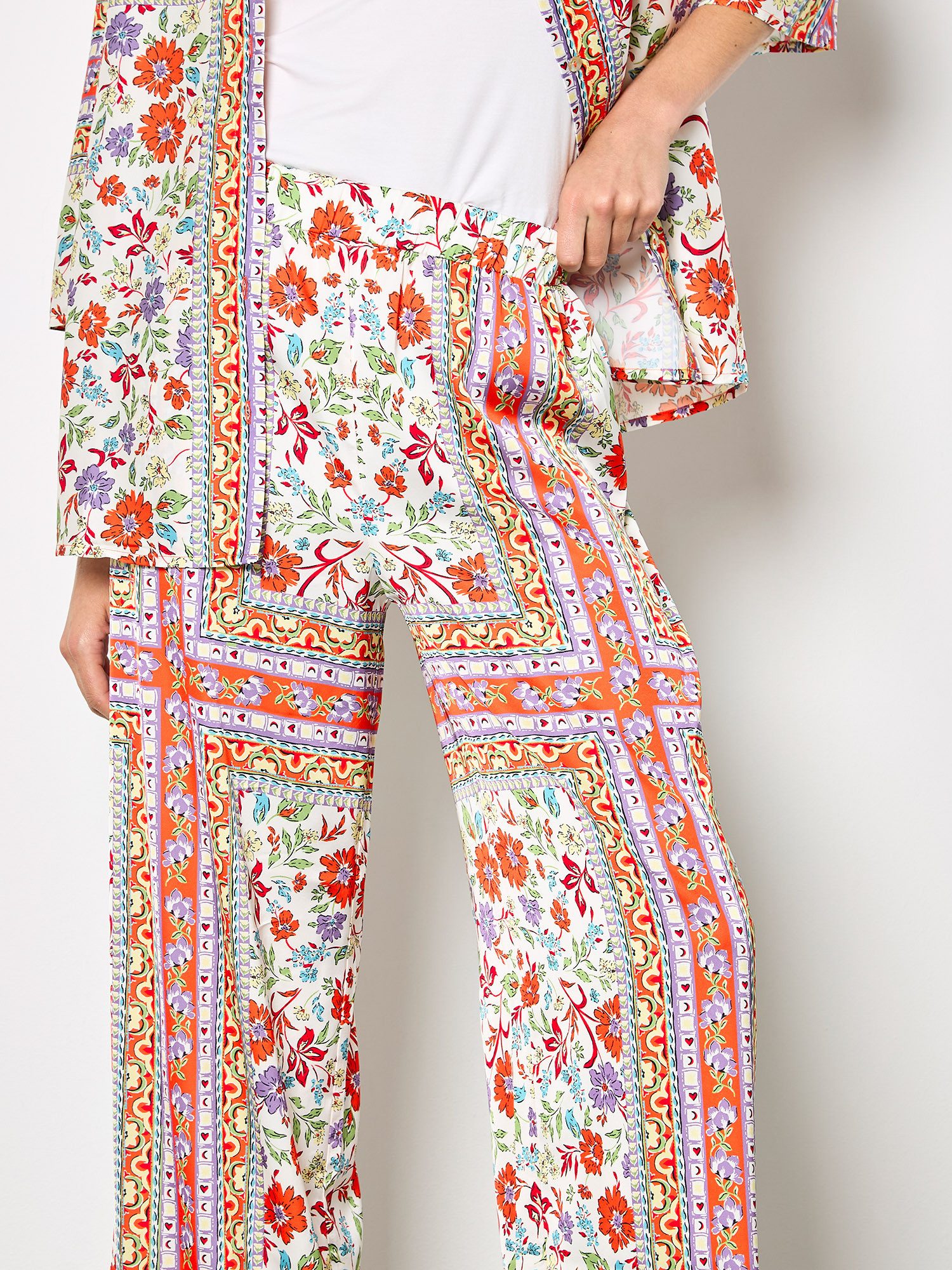 Apricot Palazzohose Satin-Hose mit weitem Bein