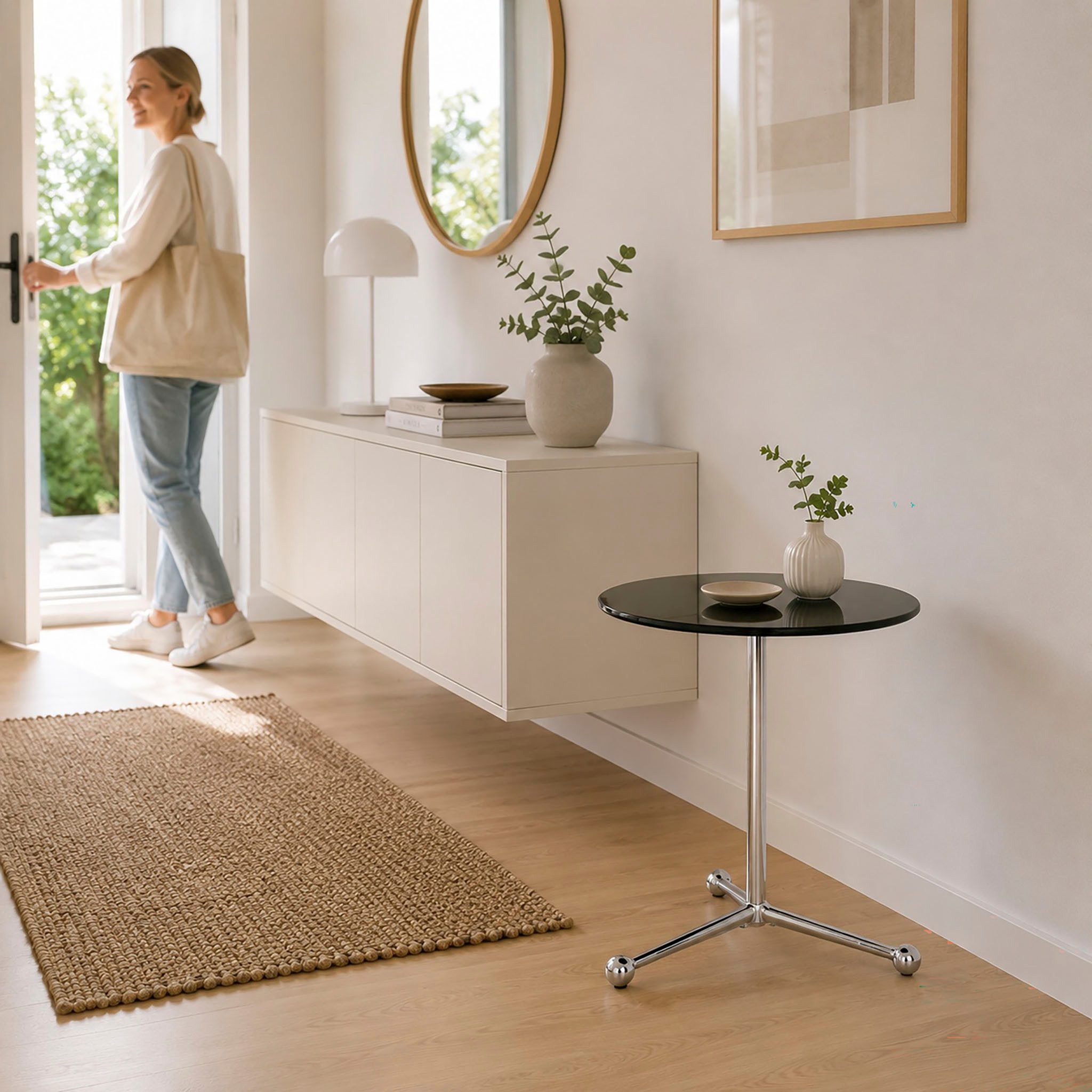 HAKU Beistelltisch Sofatisch, Wohnzimmertisch (1-St), rund - aus Metall Silber - Ø/H 45/50 cm
