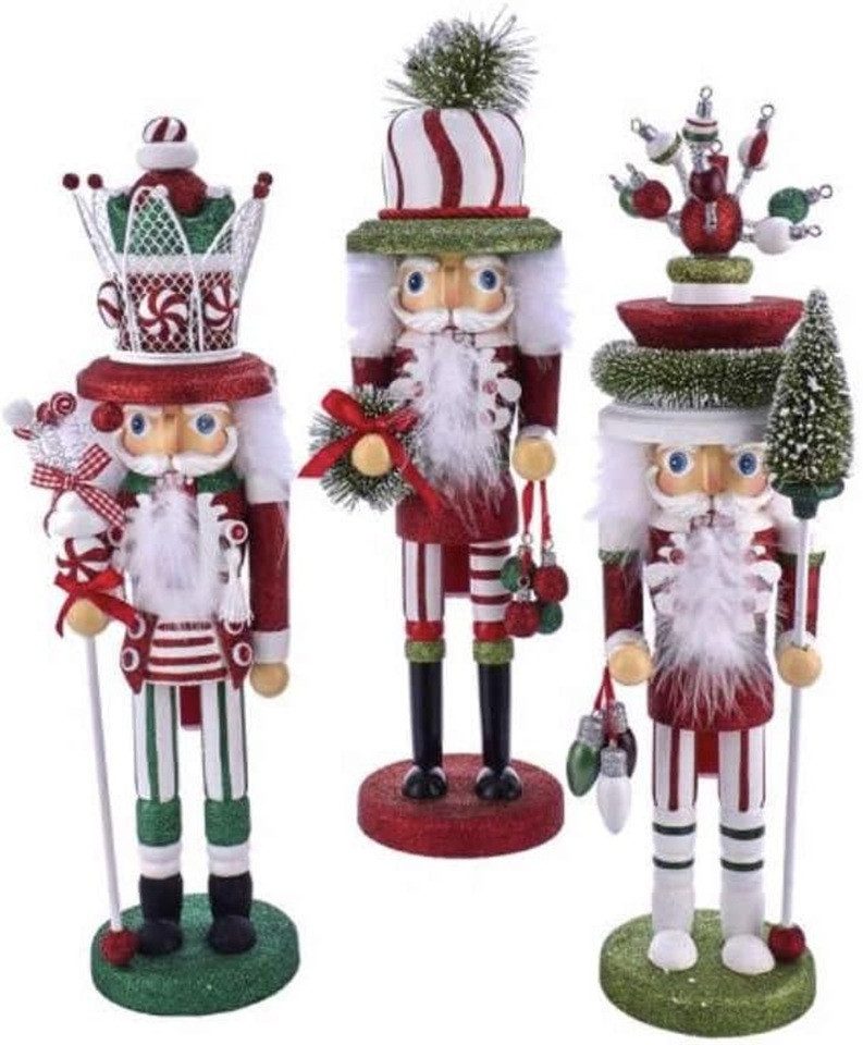 Kurt S. Adler Nussknacker HA0479 - 3er Set - Hut mit Kugeln/Kiefer/Candy, Размер 17" (43,1 cm), (3-tlg)